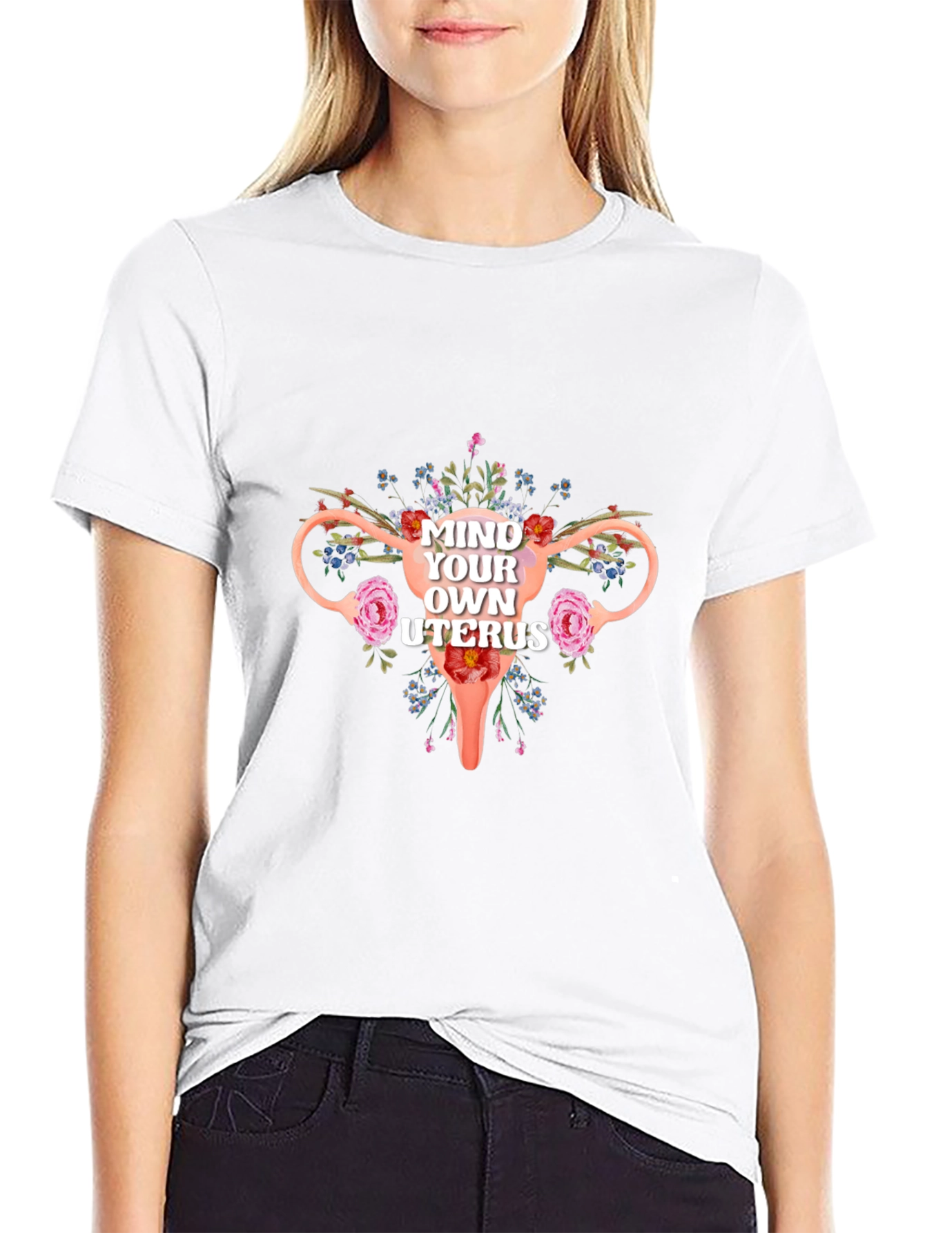 Mind Your Own Uterus Floral Graphic Tee