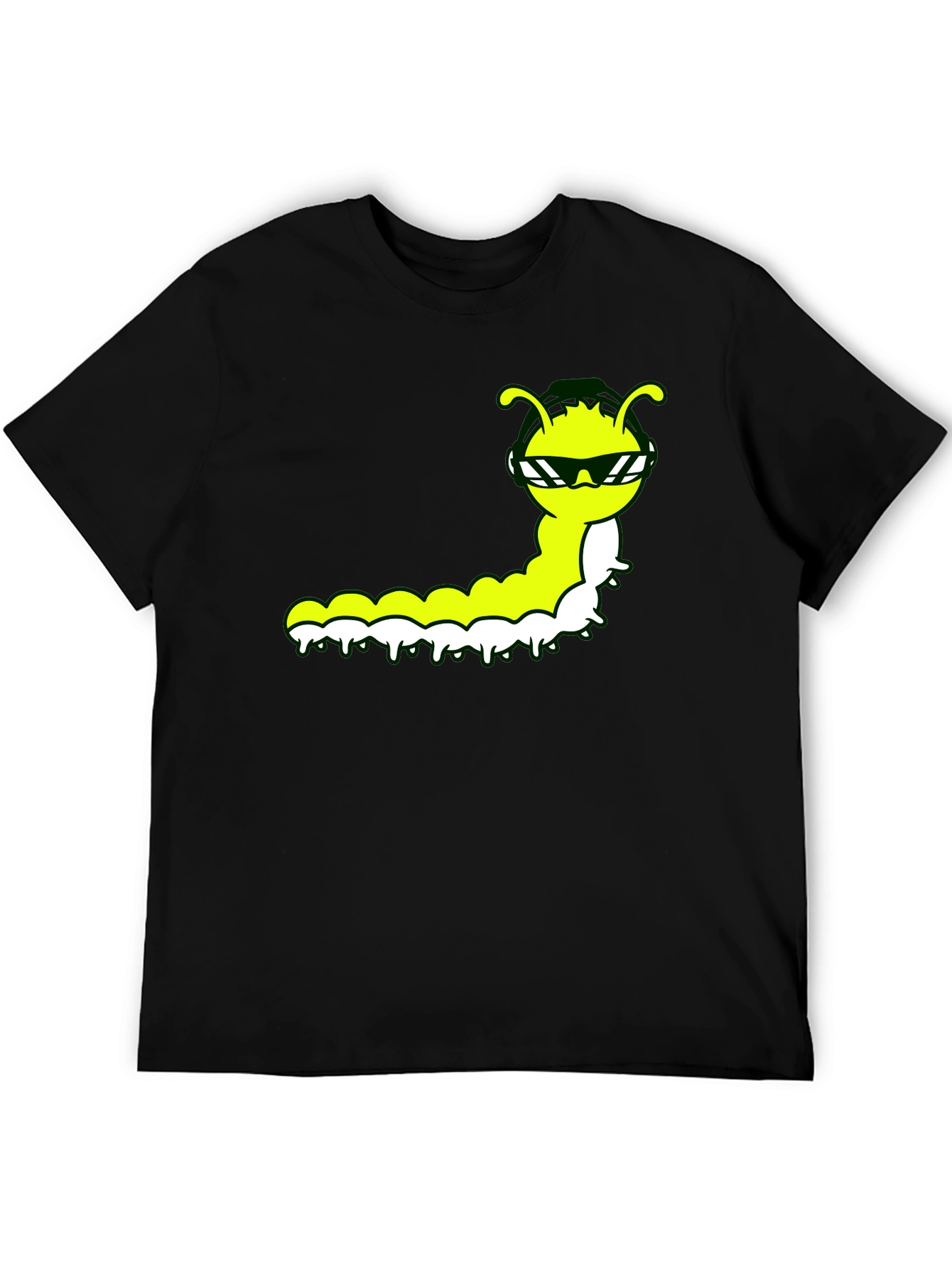 Cool Caterpillar Graphic Tee - Black Cotton Shirt
