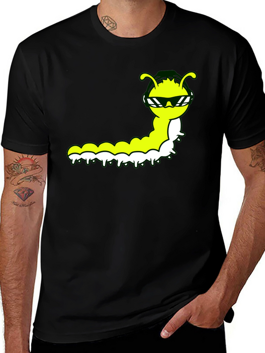 Cool Caterpillar Graphic Tee - Black Cotton Shirt