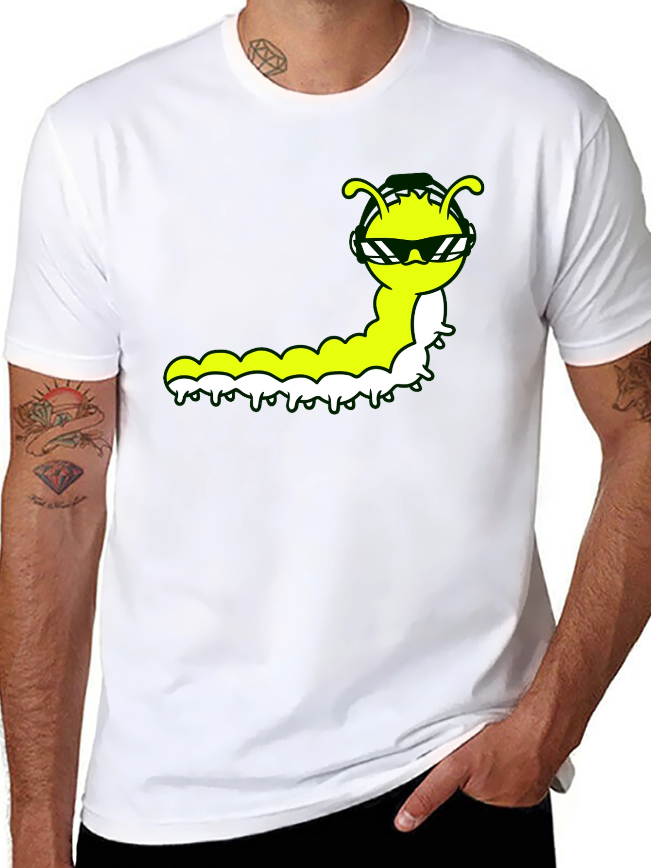 Cool Caterpillar Graphic Tee - Black Cotton Shirt