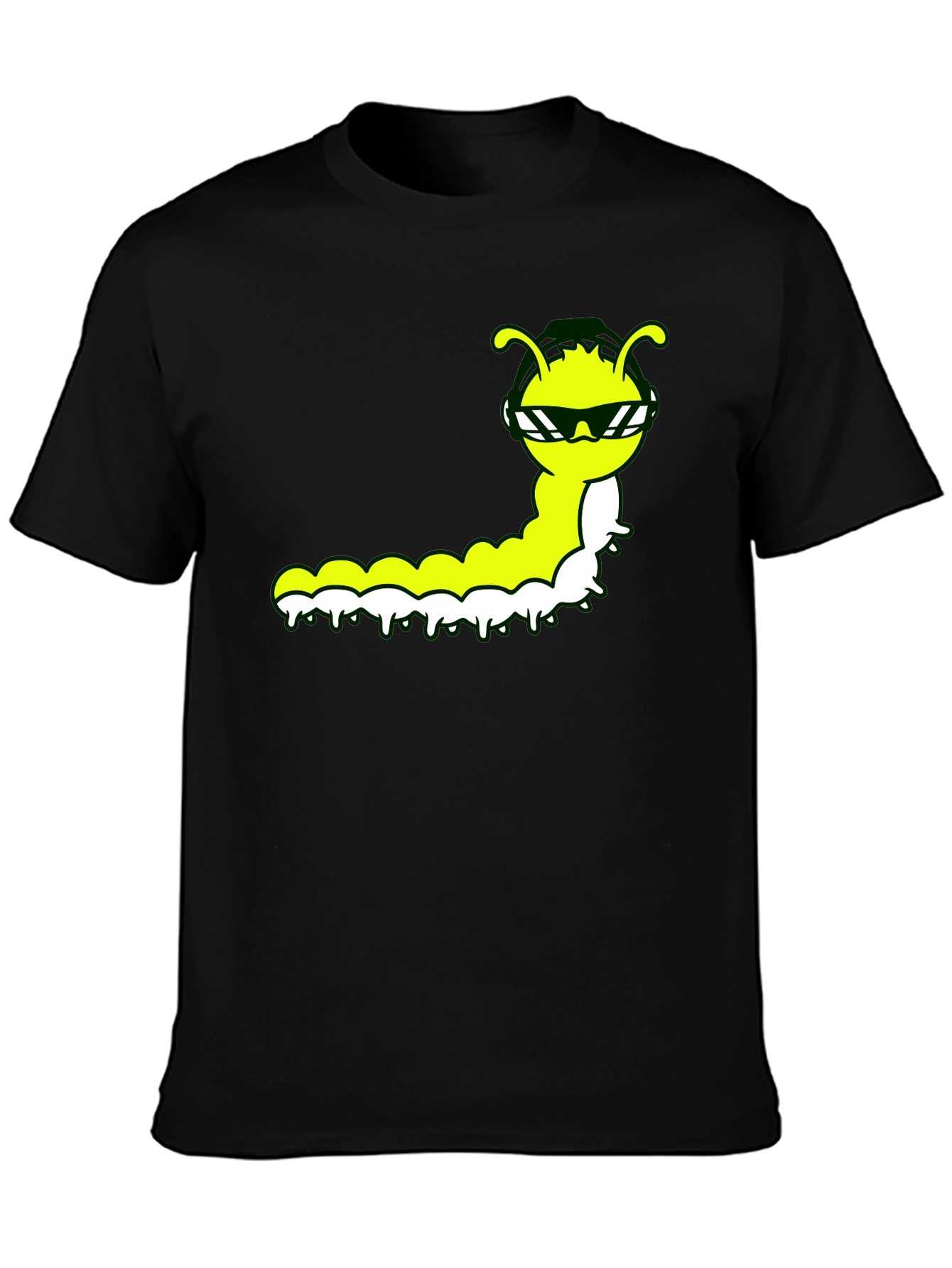 Cool Caterpillar Graphic Tee - Black Cotton Shirt