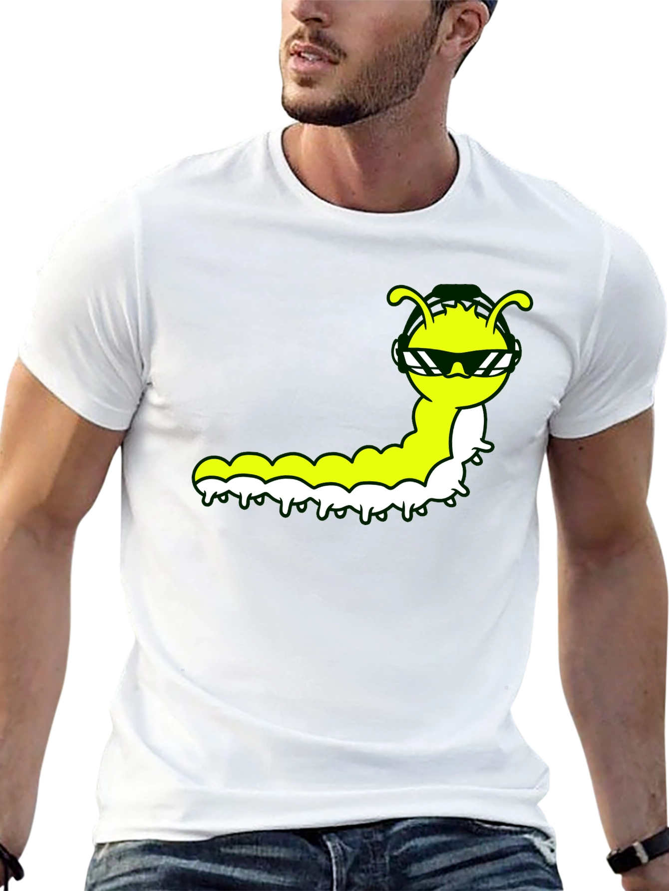 Cool Caterpillar Graphic Tee - Black Cotton Shirt