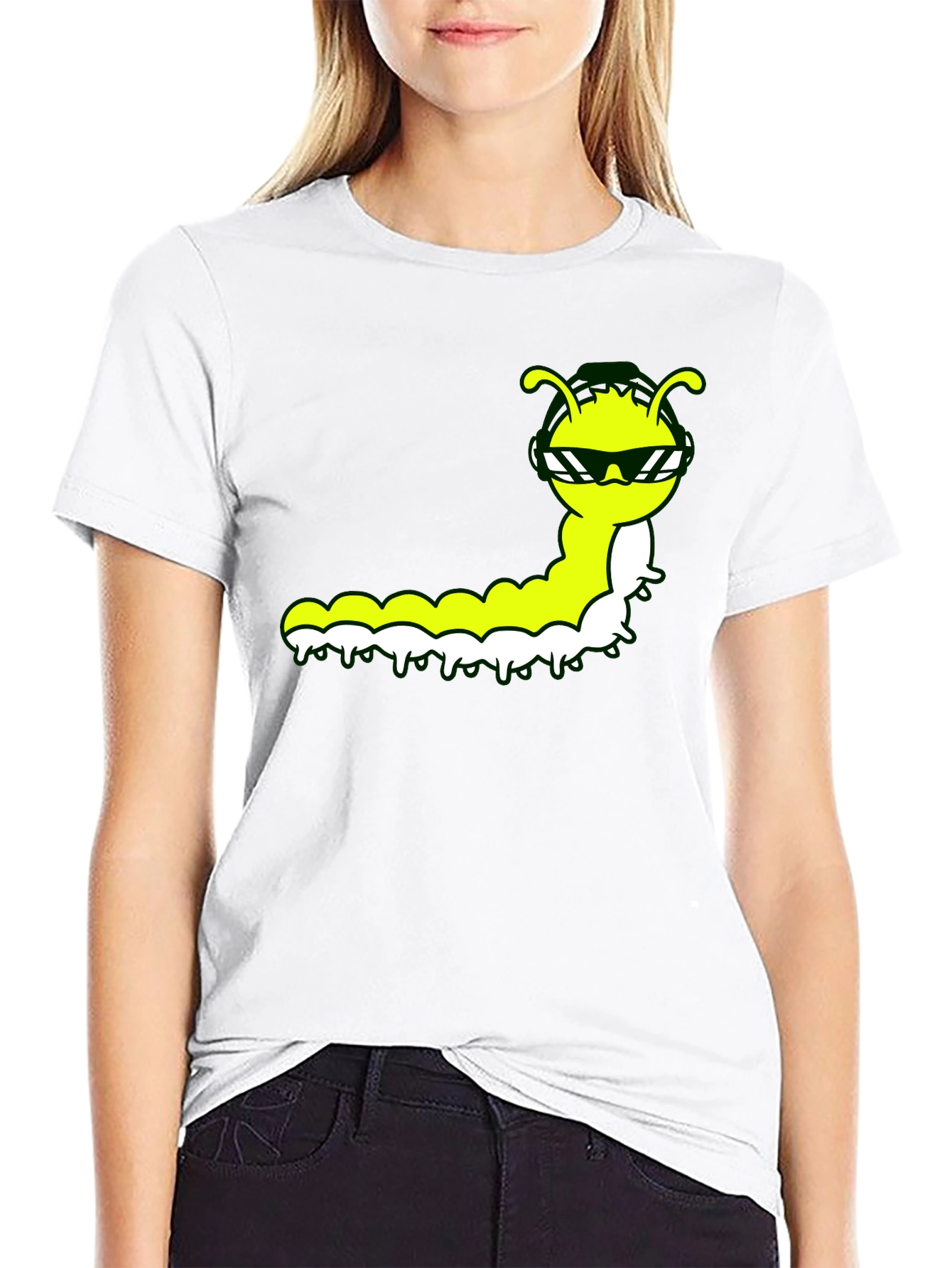 Cool Caterpillar Graphic Tee - Black Cotton Shirt