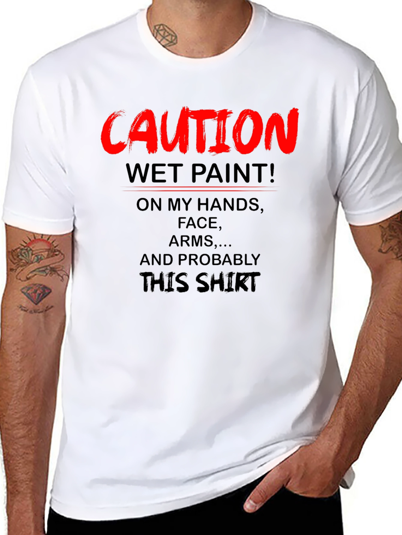 Caution Wet Paint Graphic T-Shirt
