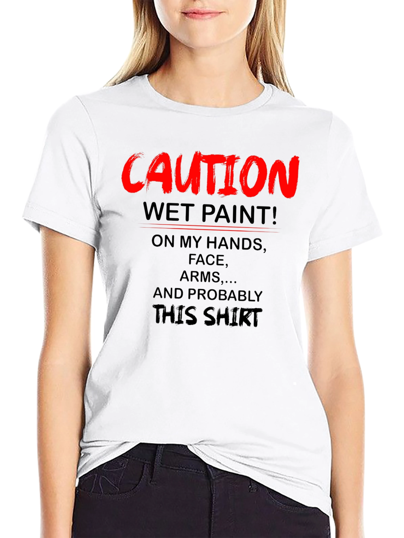 Caution Wet Paint Graphic T-Shirt