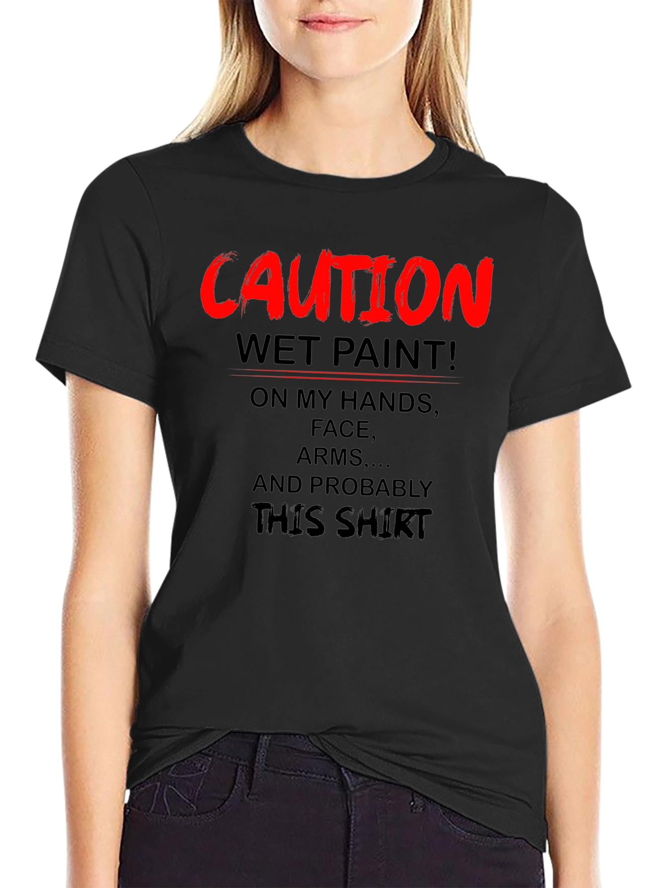 Caution Wet Paint Graphic T-Shirt