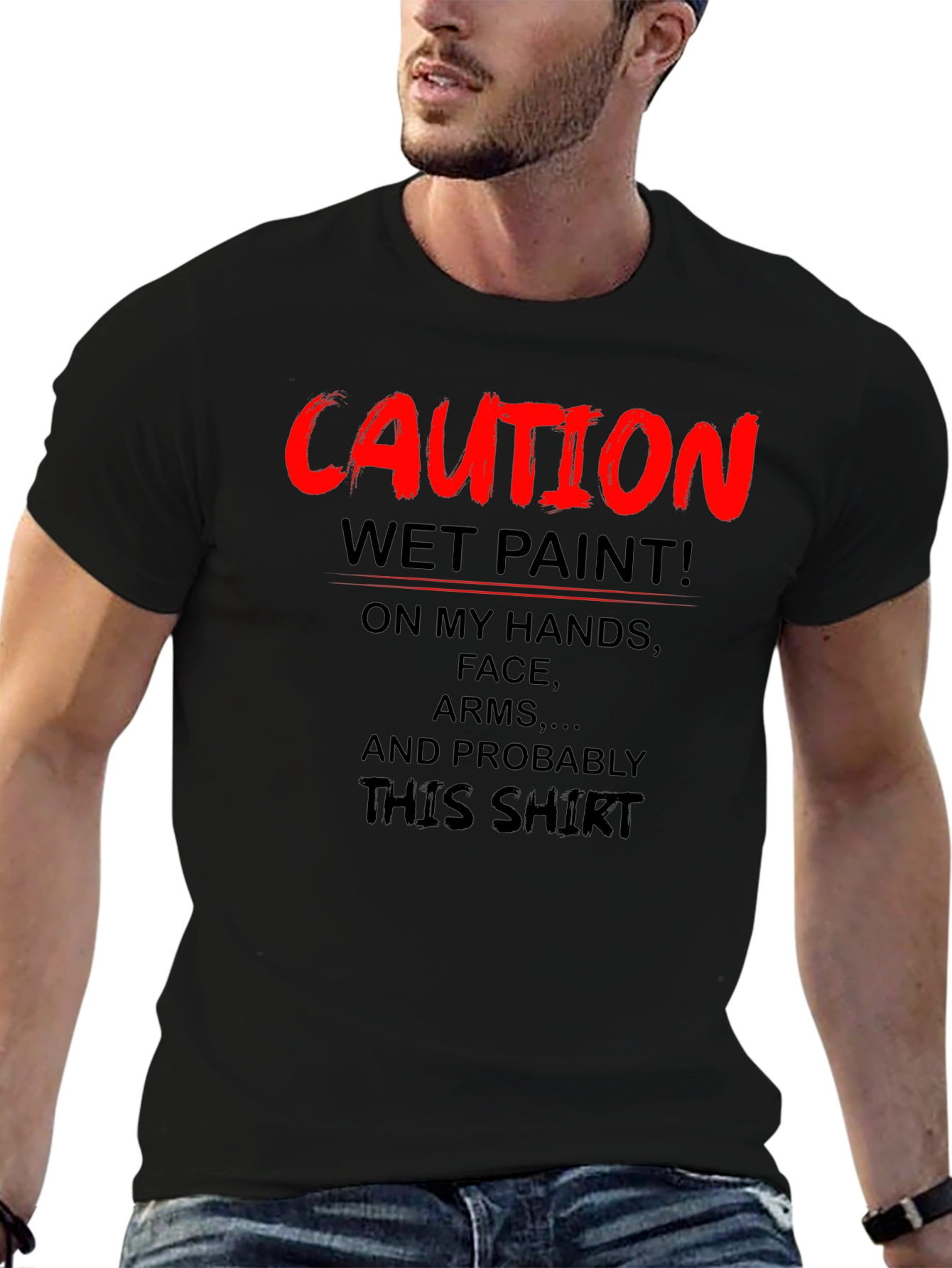 Caution Wet Paint Graphic T-Shirt