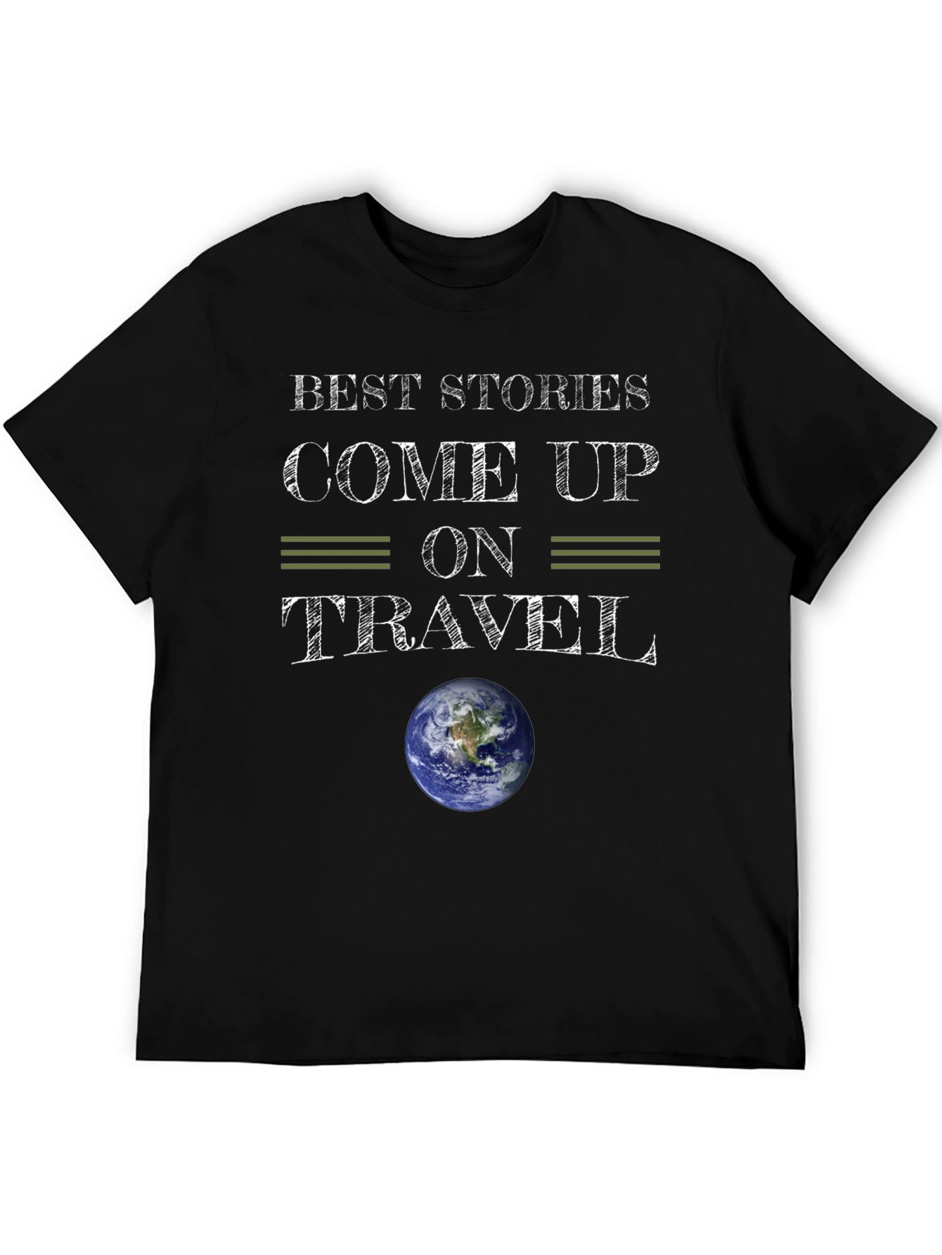 Travel Stories T-Shirt Globe Earth Adventure Black