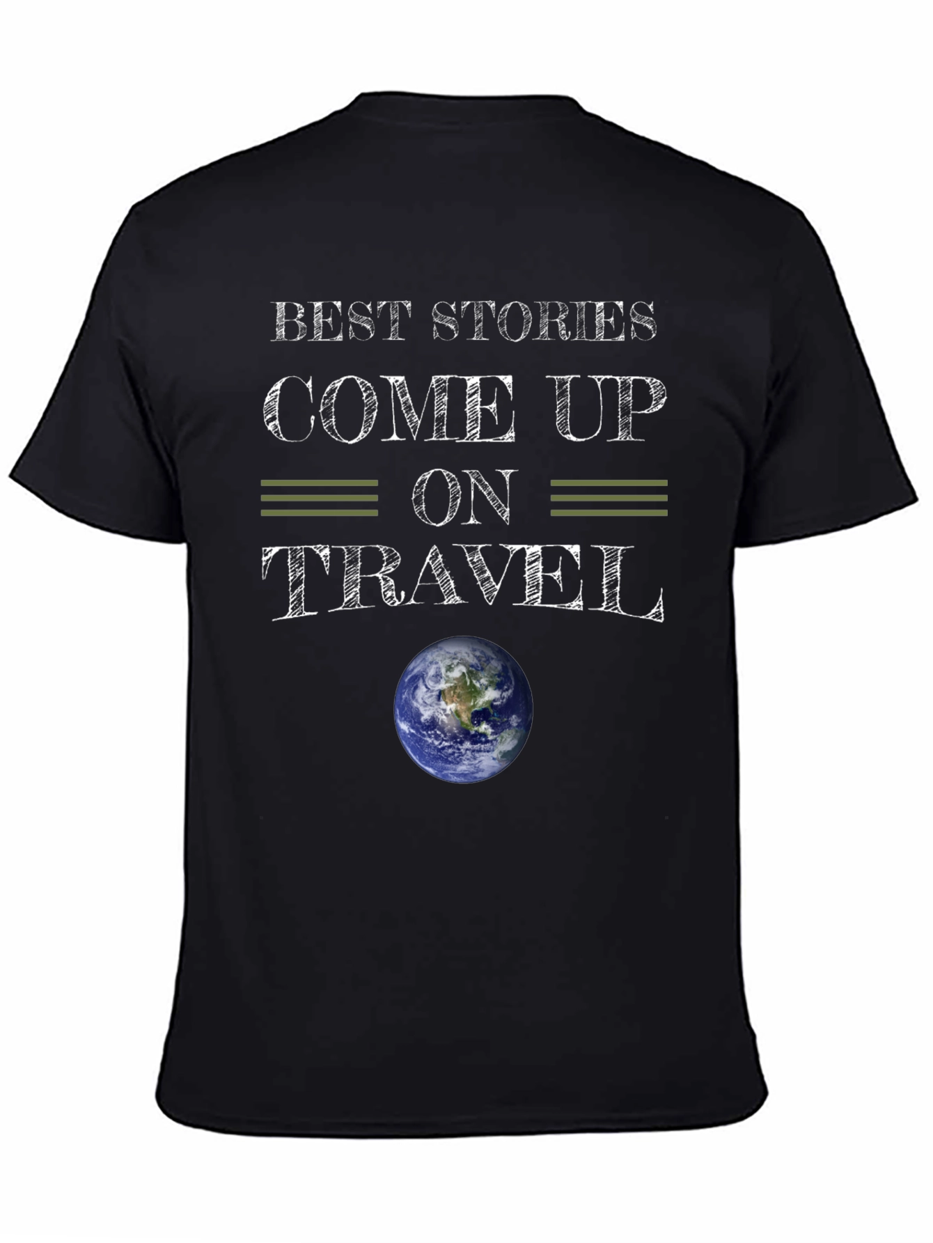 Travel Stories T-Shirt Globe Earth Adventure Black