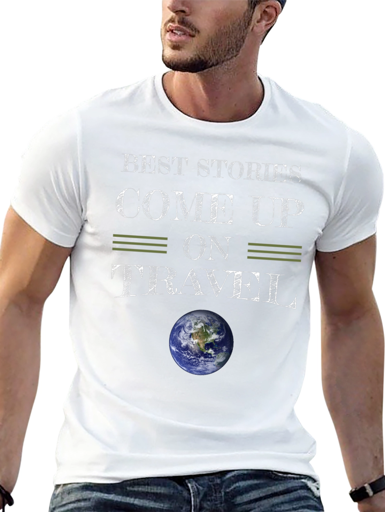 Travel Stories T-Shirt Globe Earth Adventure Black