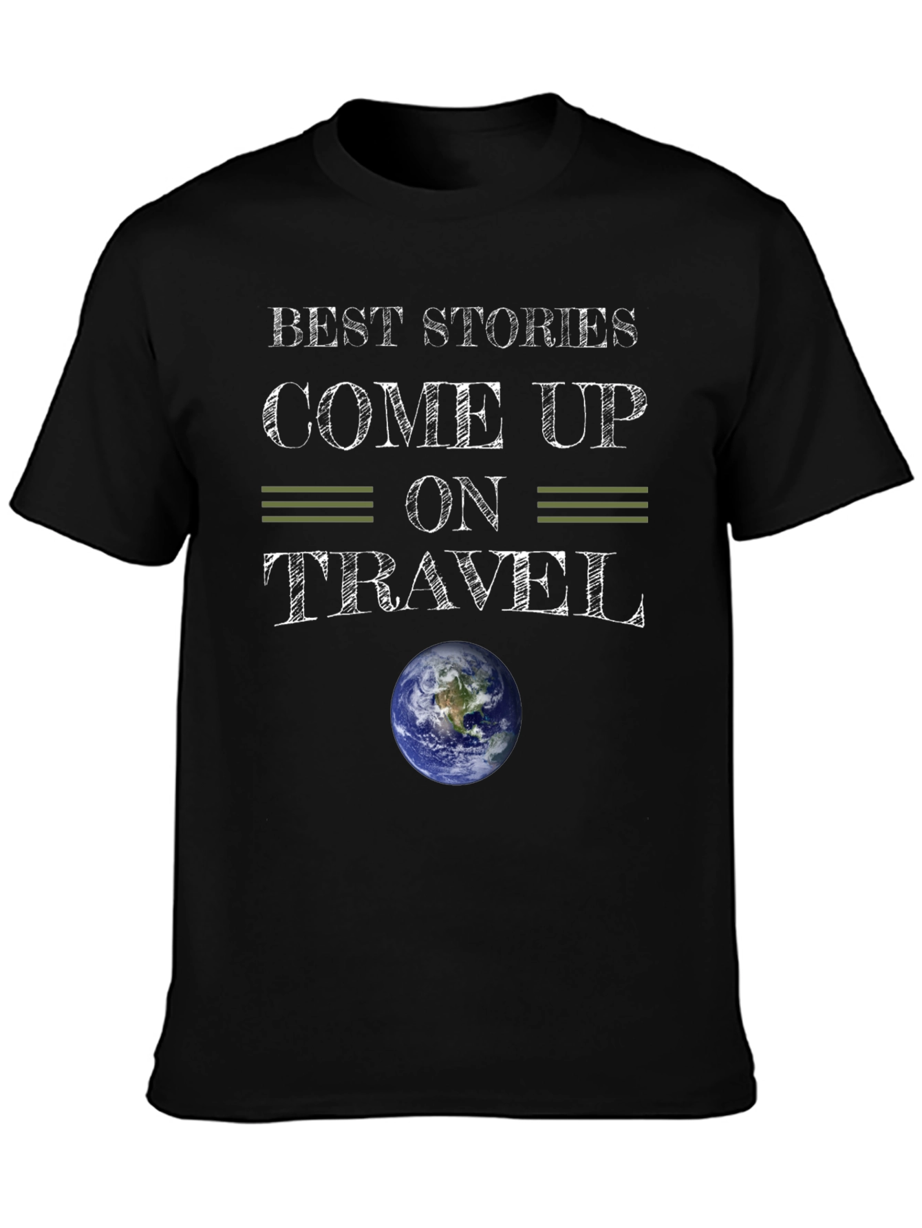 Travel Stories T-Shirt Globe Earth Adventure Black