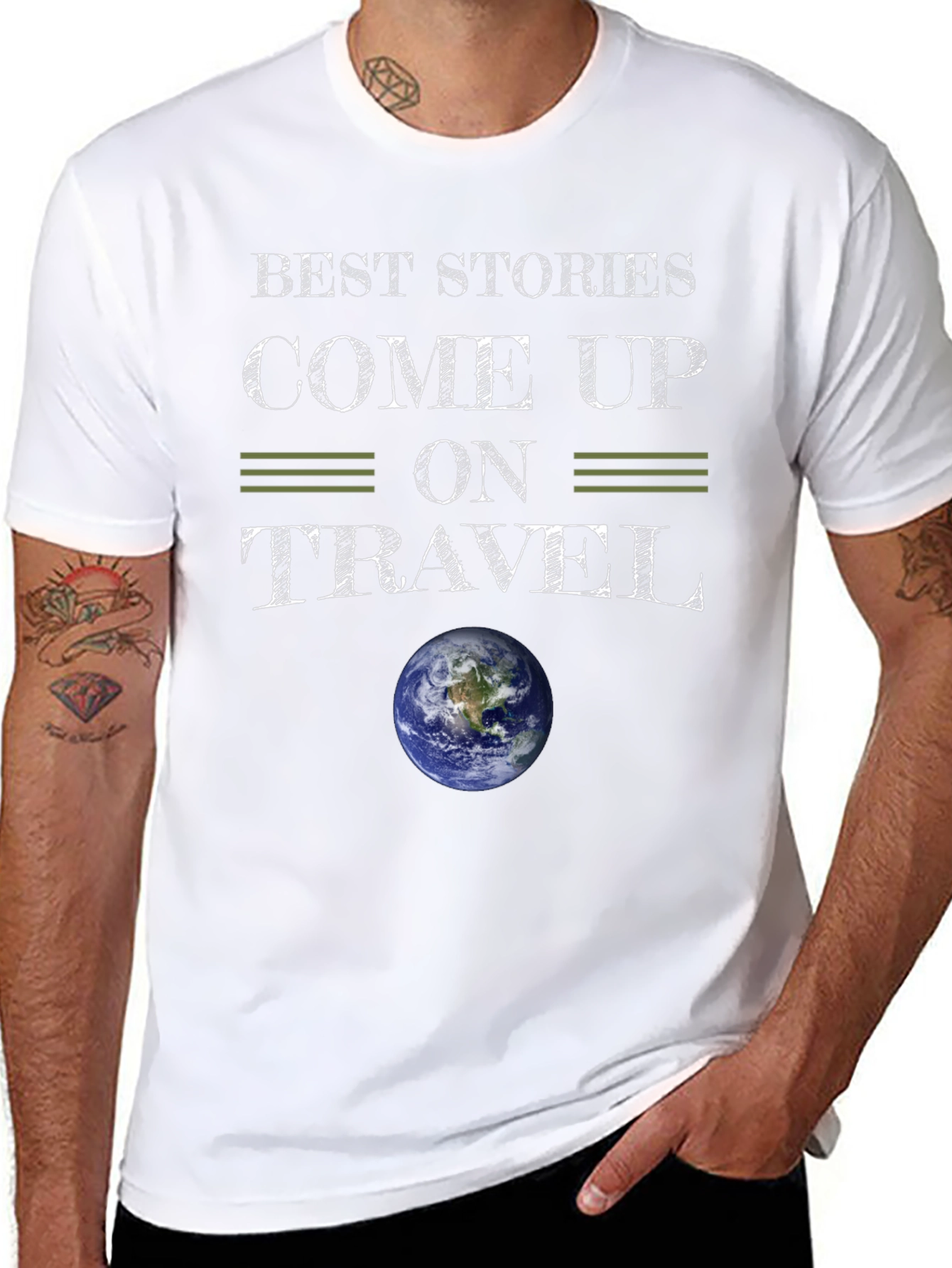 Travel Stories T-Shirt Globe Earth Adventure Black