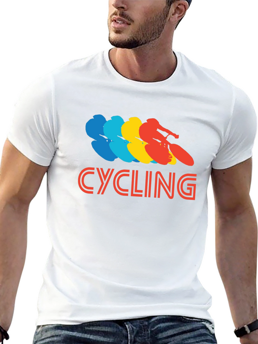 Retro Cycling Graphic Tee - Black Cotton T-Shirt