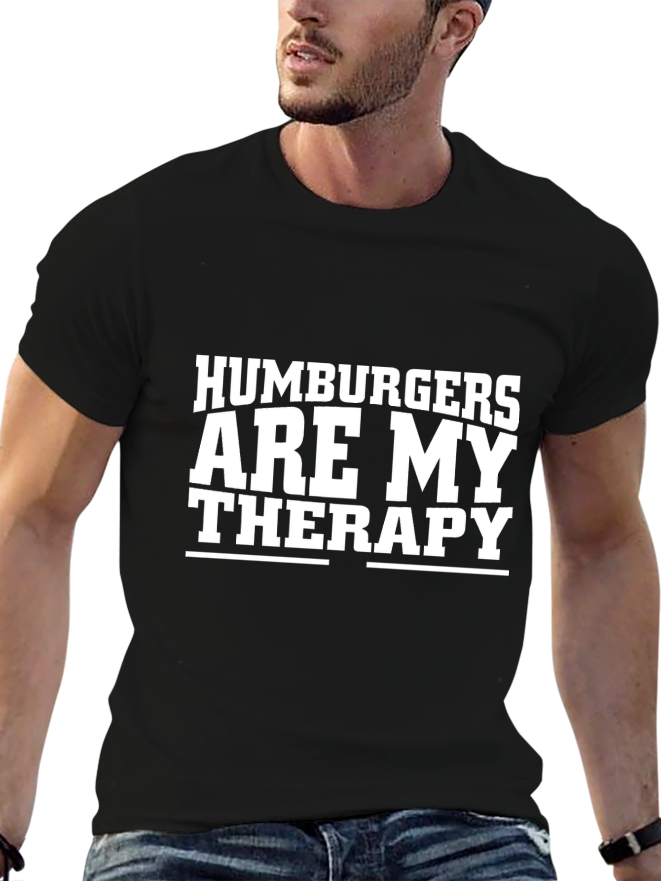 Humburgers Are My Therapy Black T-Shirt