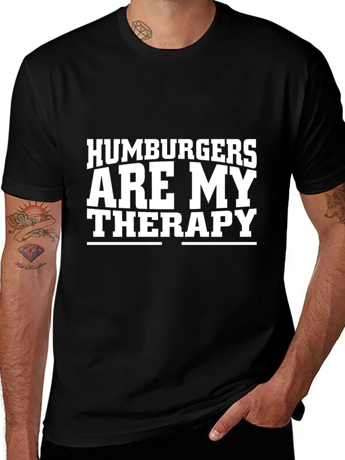 Humburgers Are My Therapy Black T-Shirt