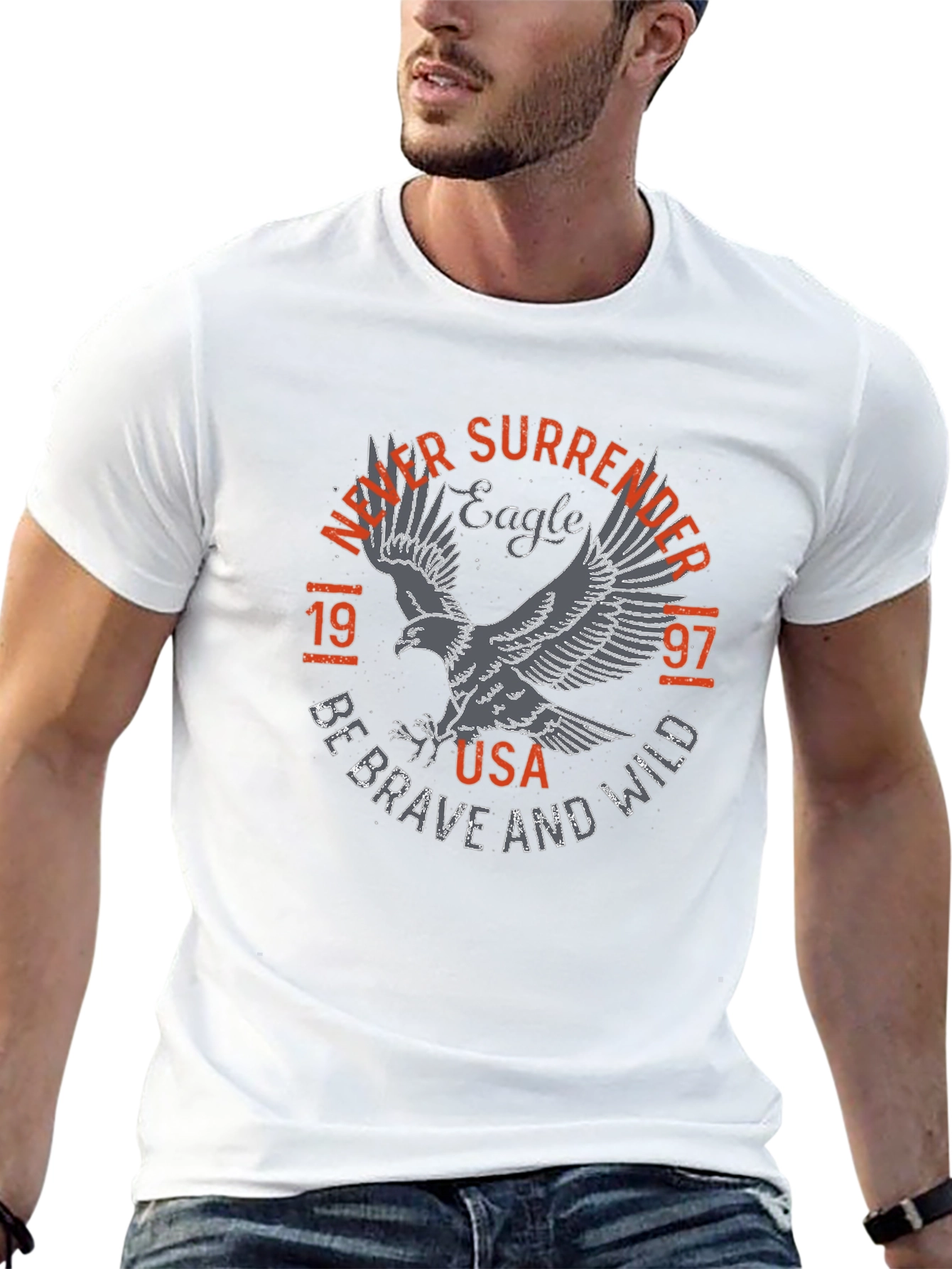 Patriotic Eagle Graphic T-Shirt - Never Surrender