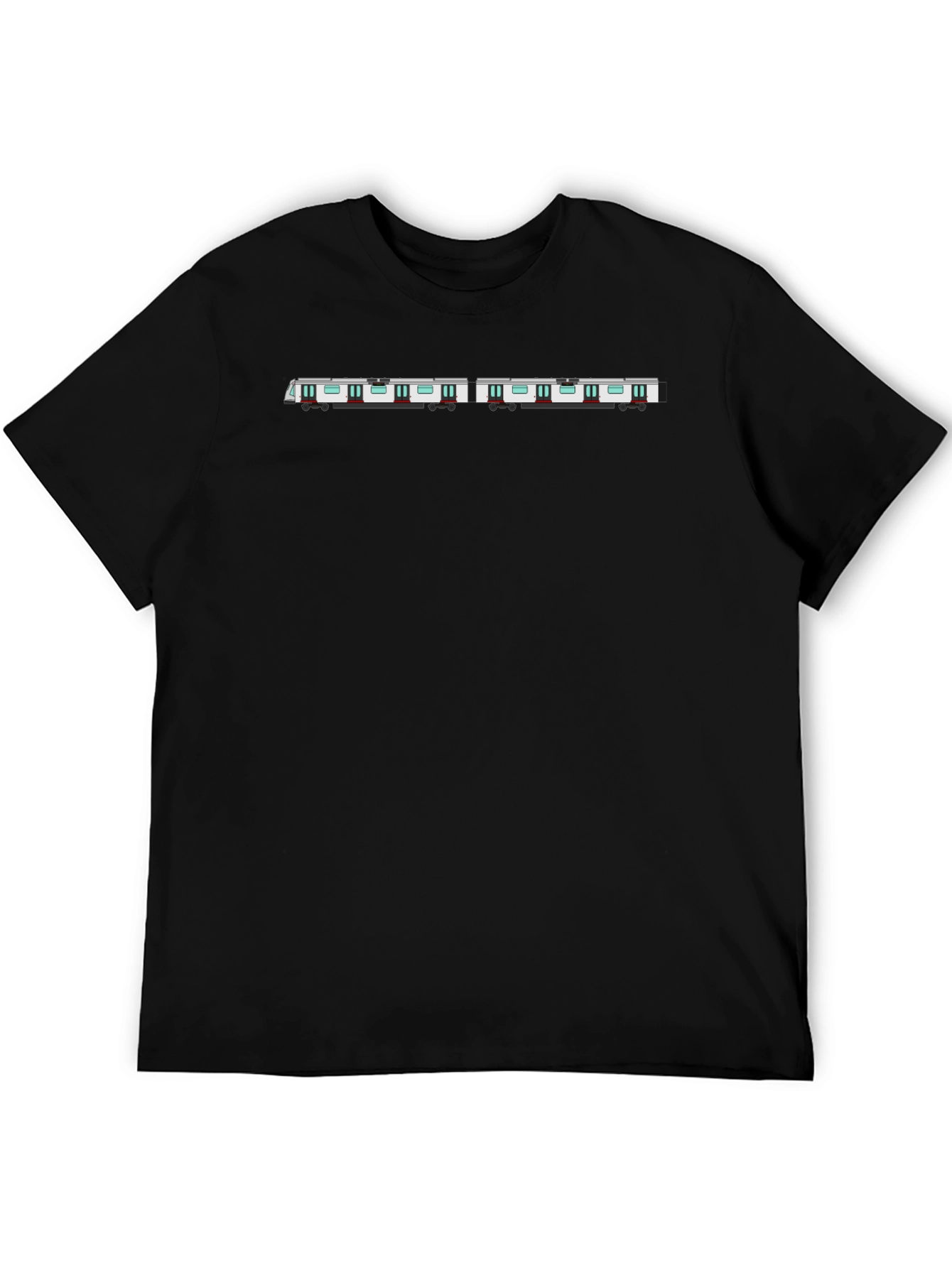 Modern Train Graphic Tee - Black Cotton T-Shirt