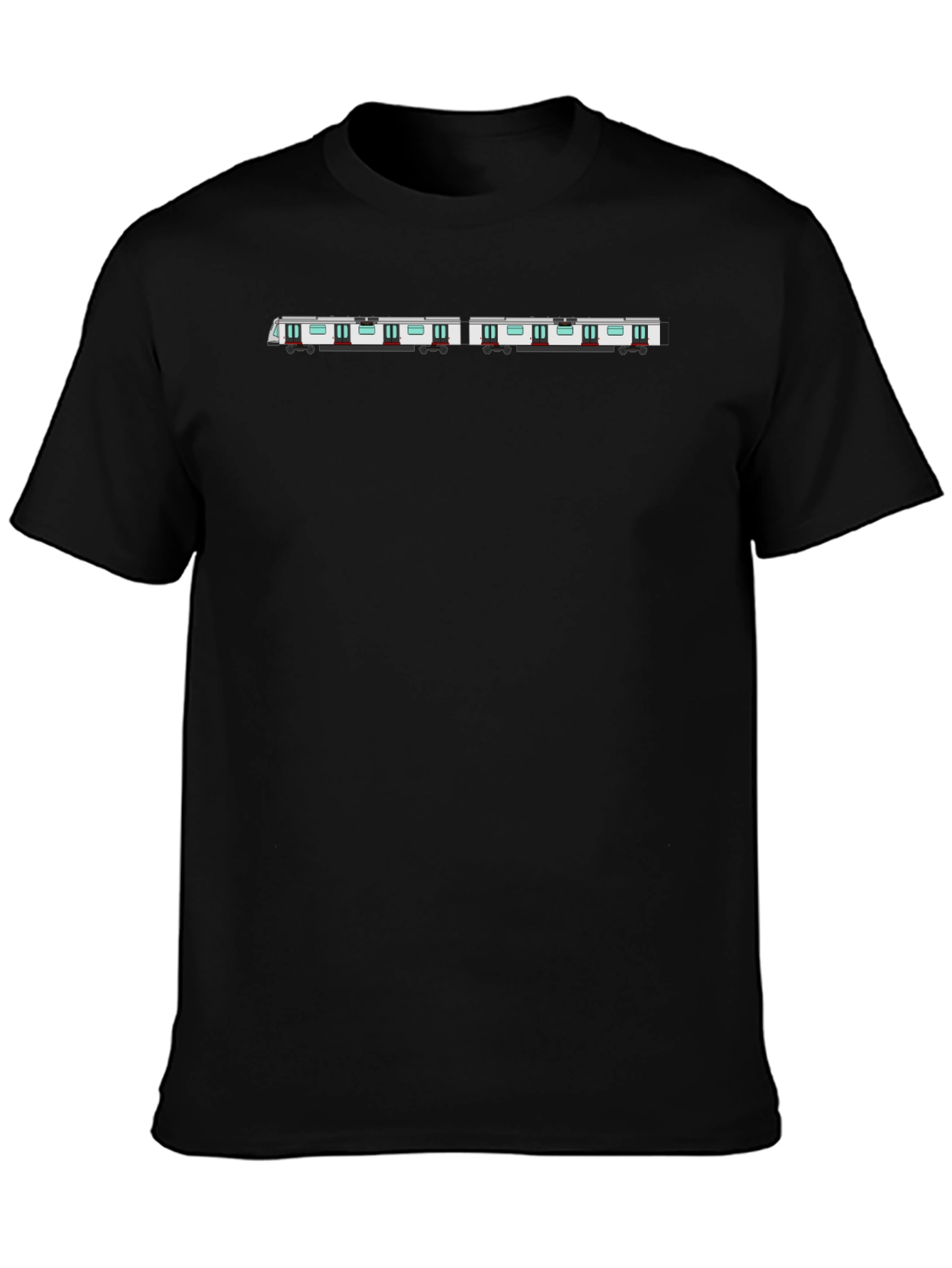 Modern Train Graphic Tee - Black Cotton T-Shirt