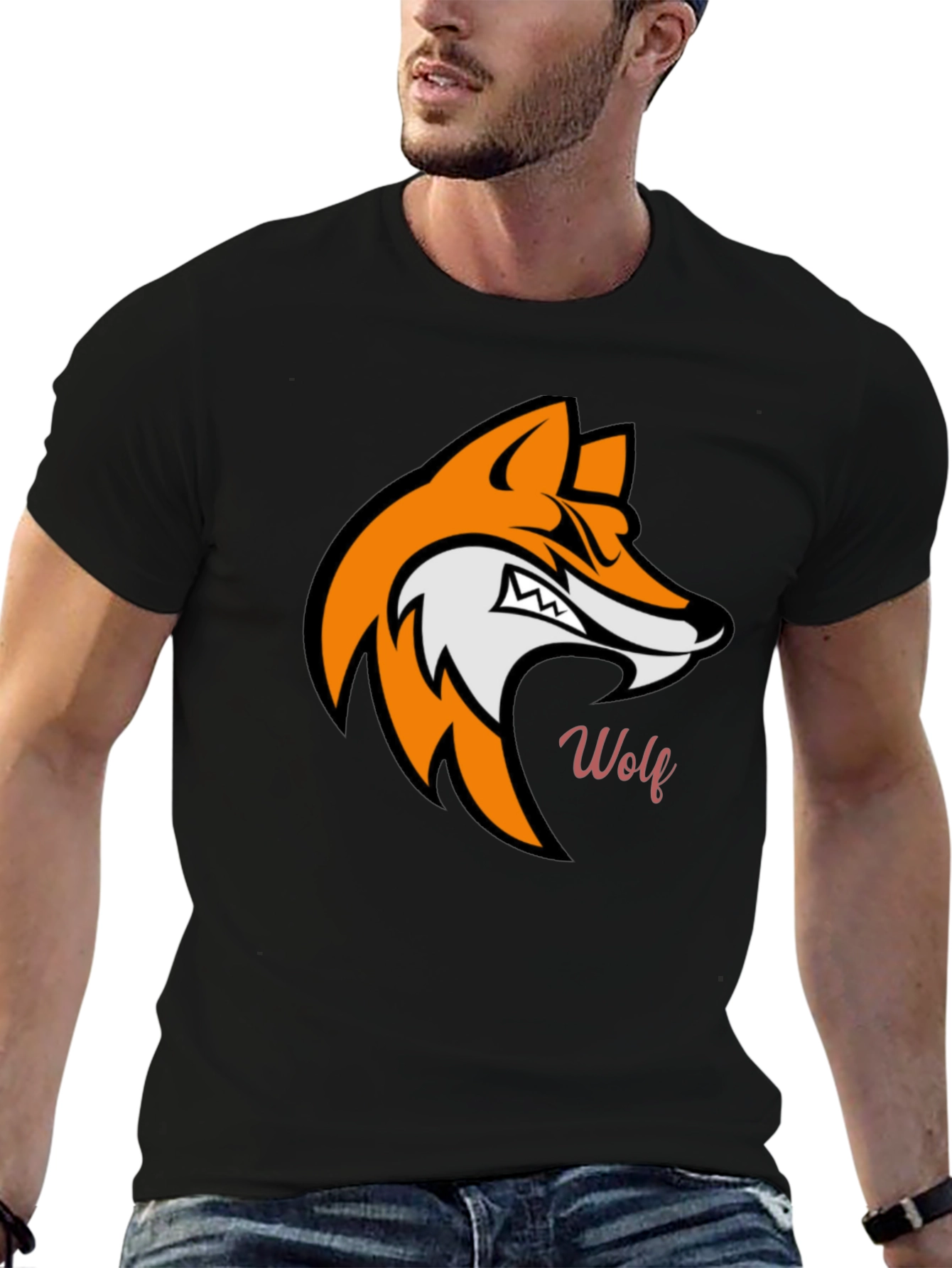 Bold Wolf Graphic T-Shirt - Black