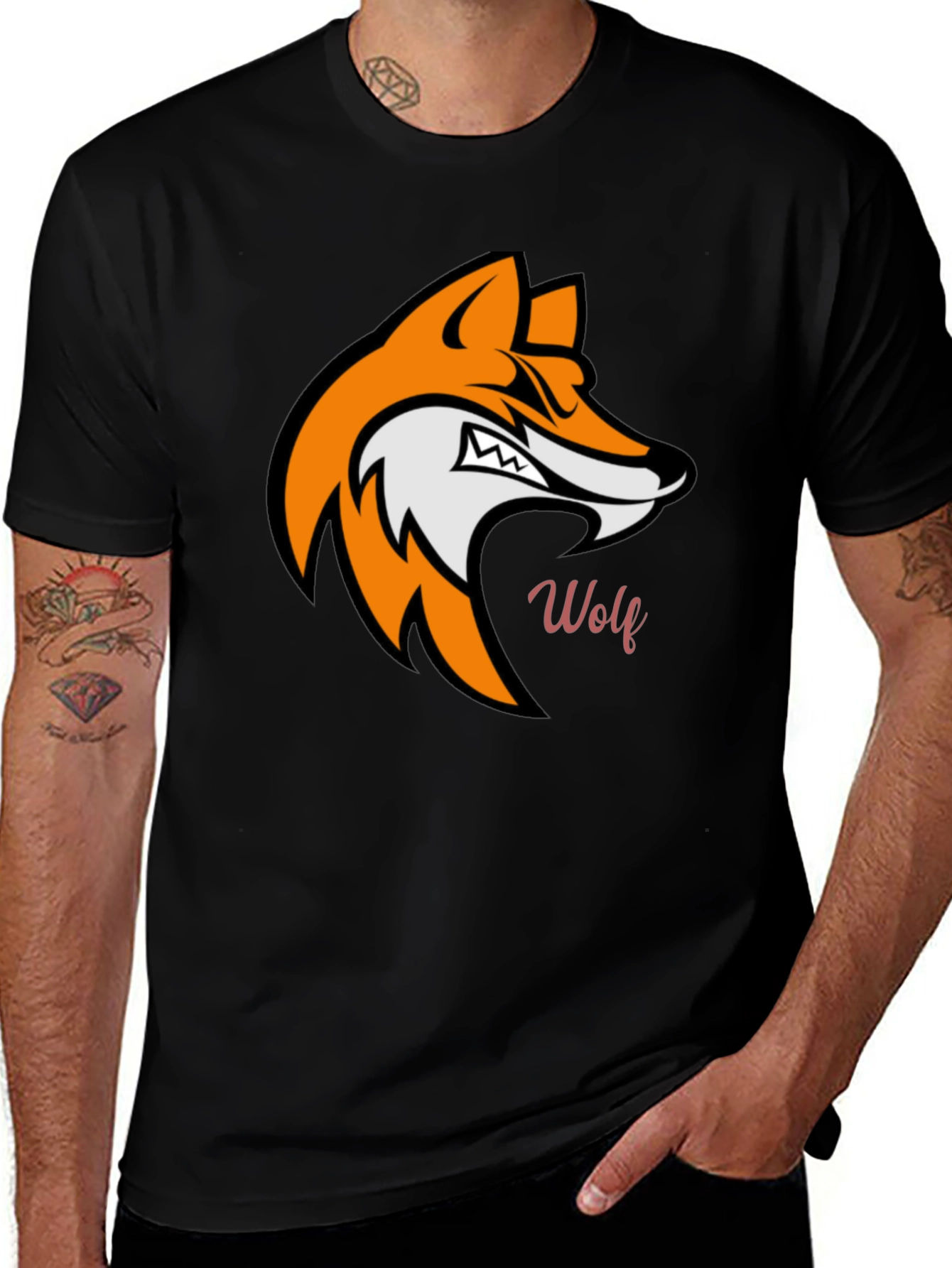 Bold Wolf Graphic T-Shirt - Black