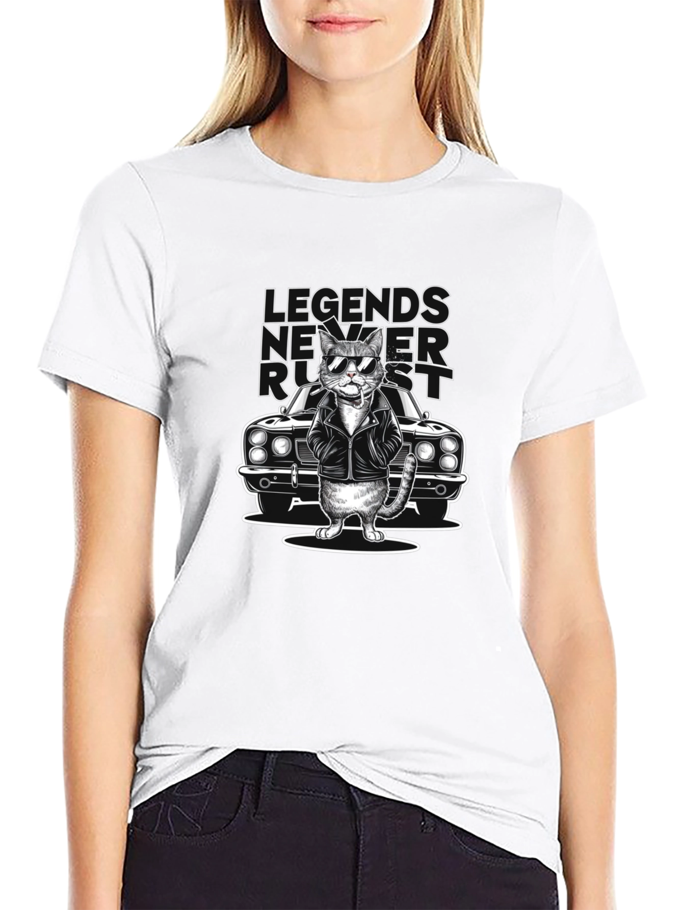 Legends Never Rust Cat Graphic Tee