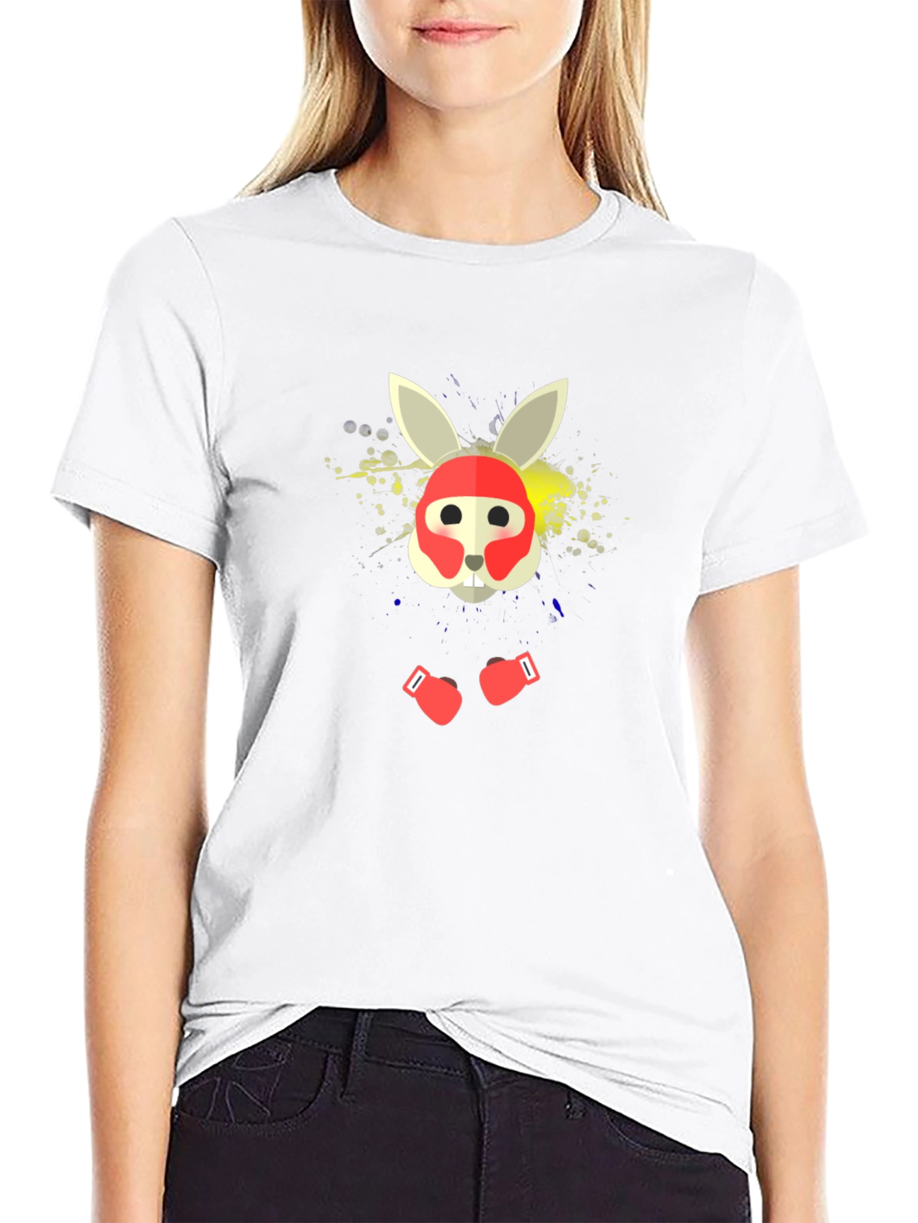 Boxing Rabbit Graphic Tee - Stylish Black T-Shirt