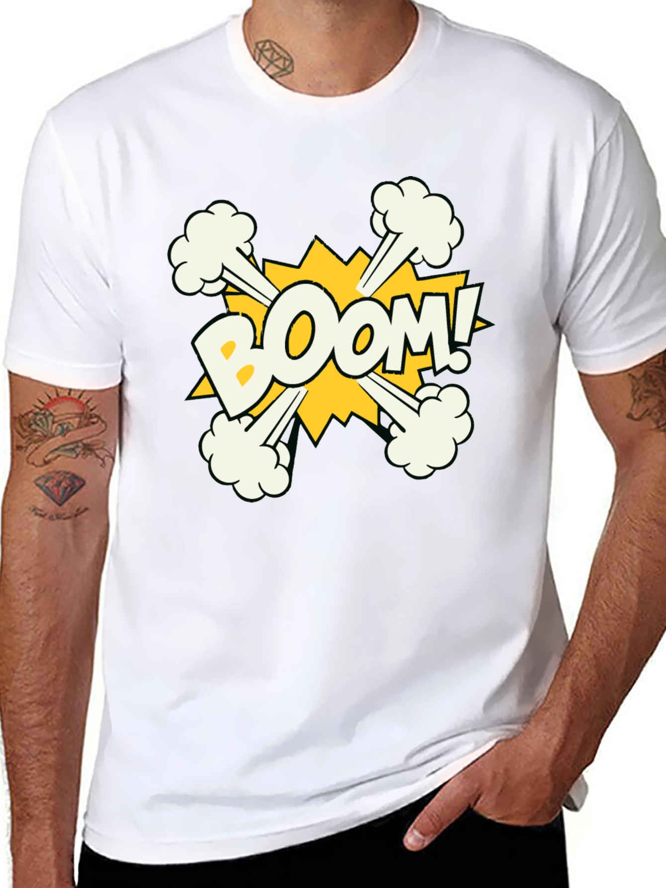Boom Graphic Print Black Cotton T-Shirt