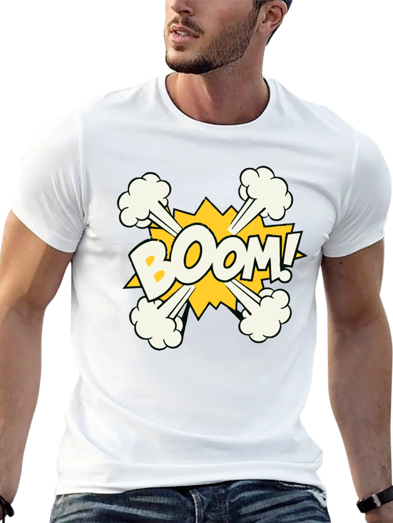Boom Graphic Print Black Cotton T-Shirt