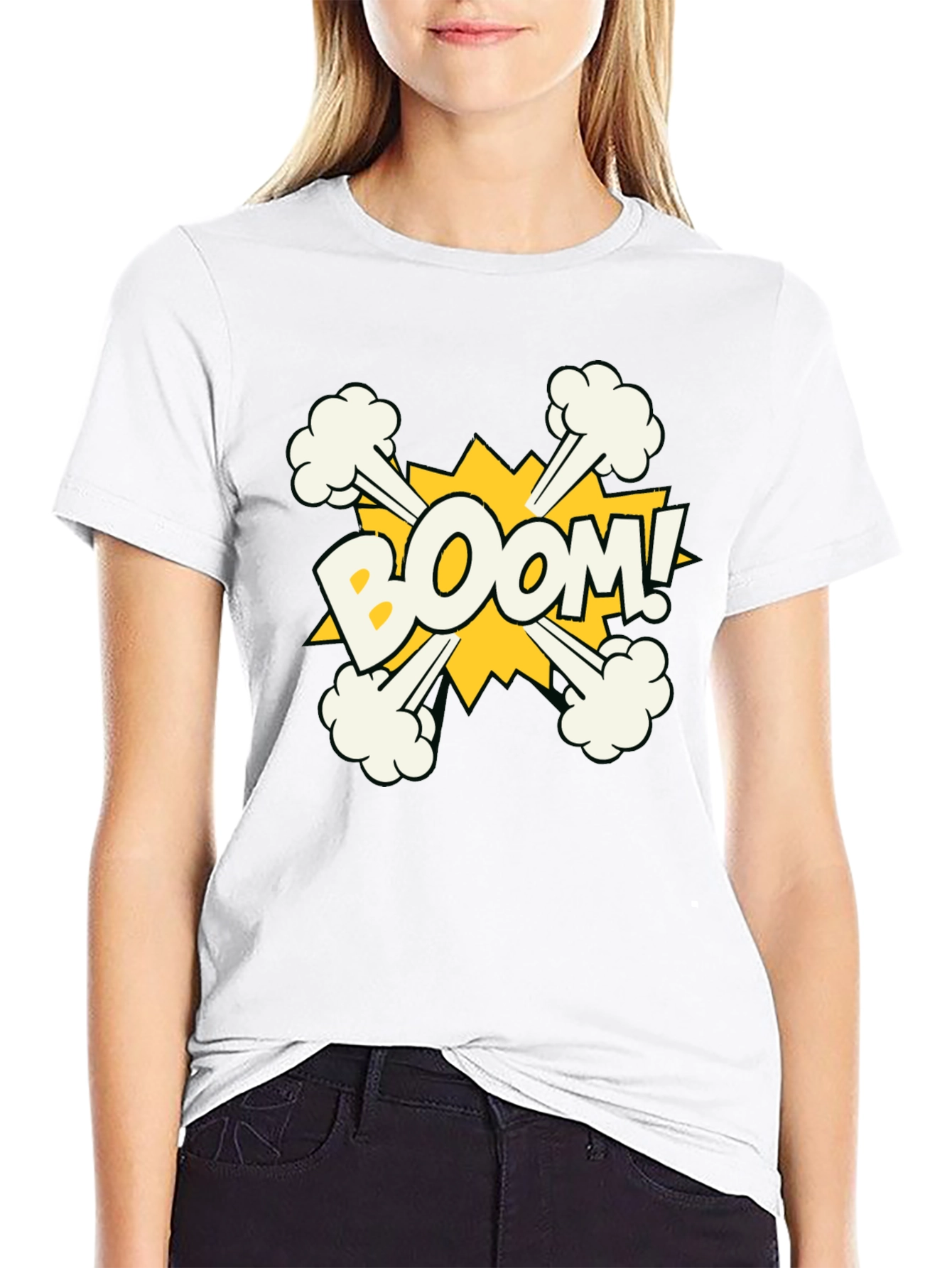 Boom Graphic Print Black Cotton T-Shirt