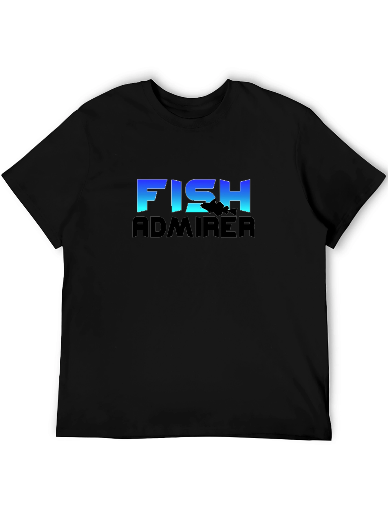 Fish Admirer Graphic Tee - Black Cotton Blend T-Shirt