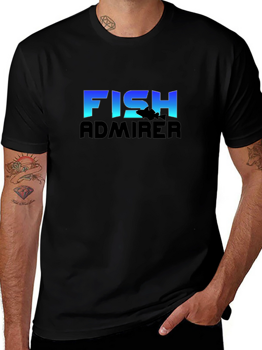 Fish Admirer Graphic Tee - Black Cotton Blend T-Shirt