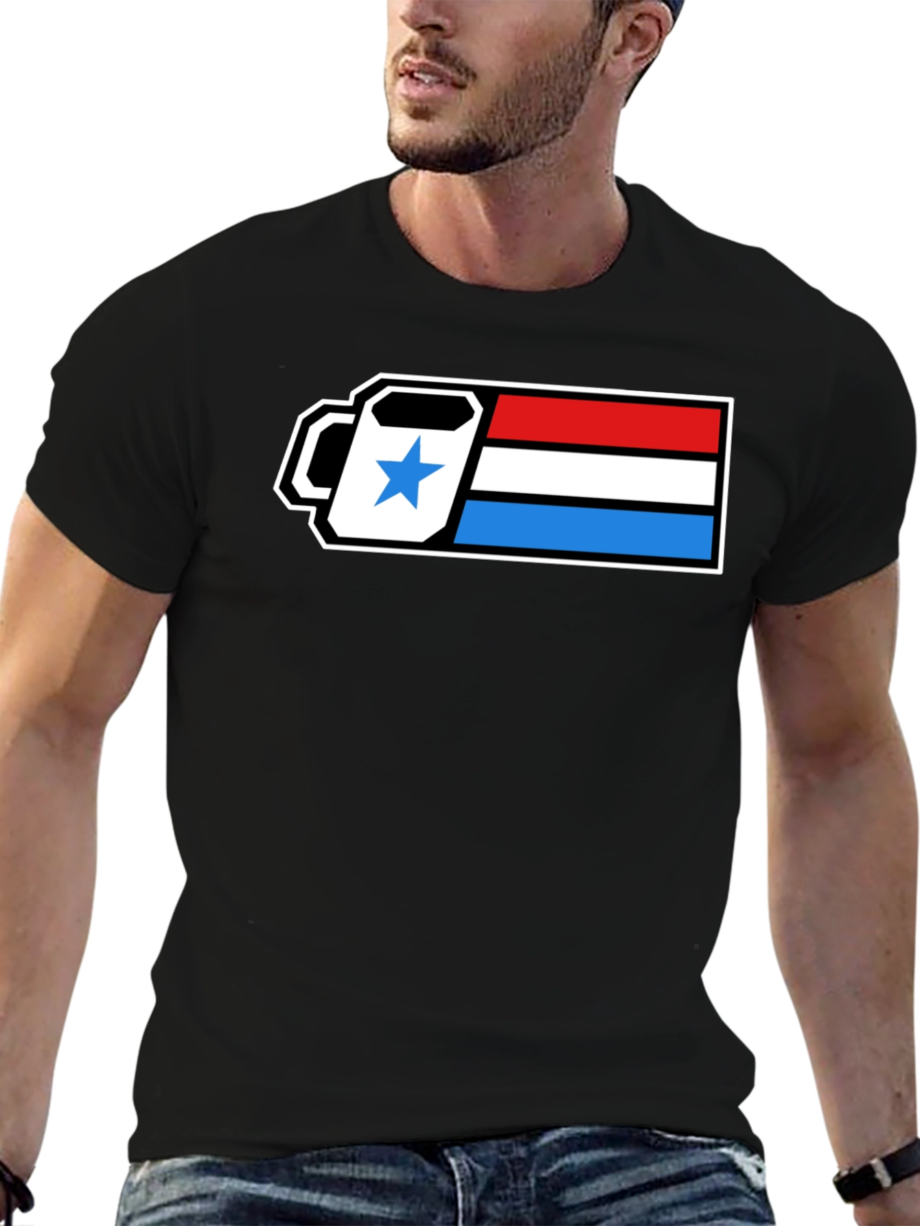 Retro Coffee Break T-Shirt - Patriotic Battery Design