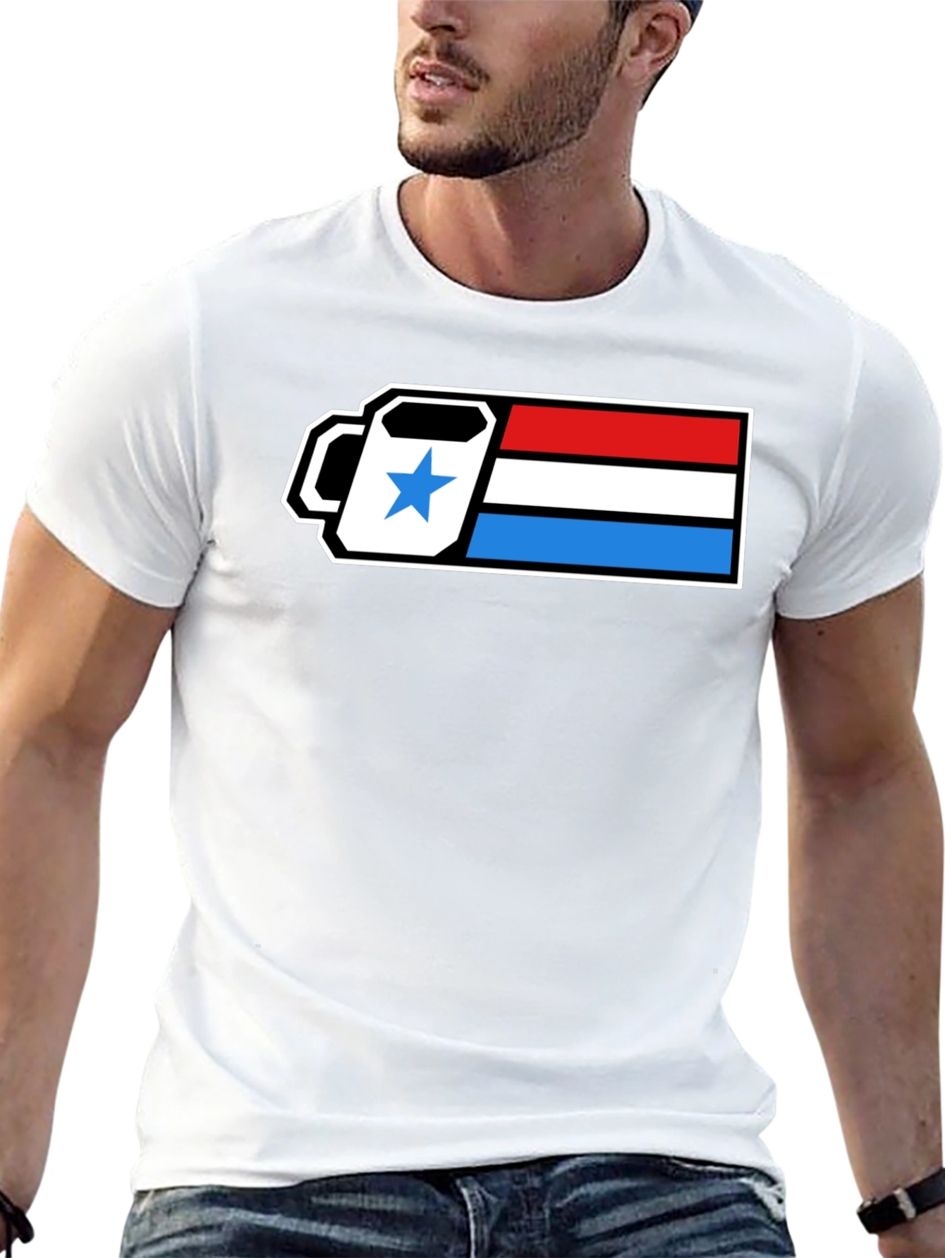 Retro Coffee Break T-Shirt - Patriotic Battery Design