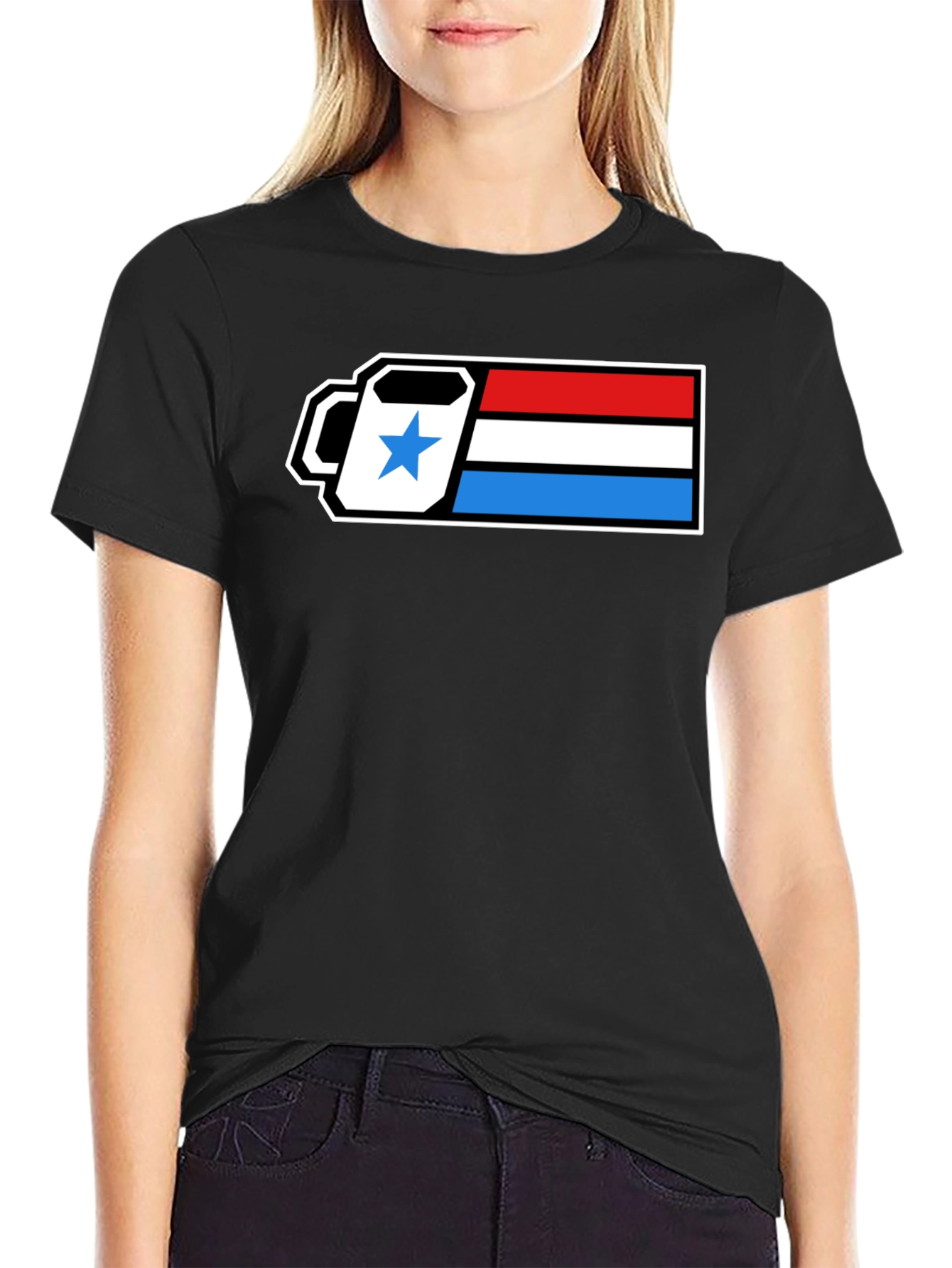 Retro Coffee Break T-Shirt - Patriotic Battery Design