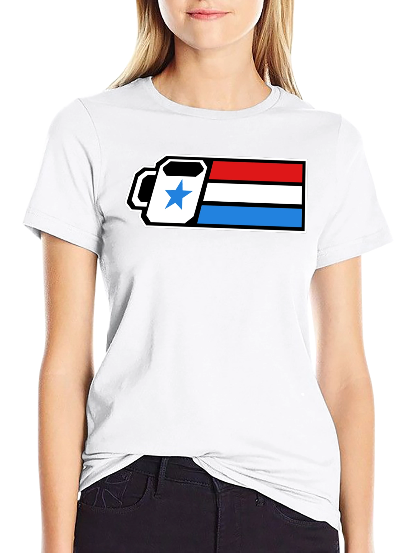 Retro Coffee Break T-Shirt - Patriotic Battery Design