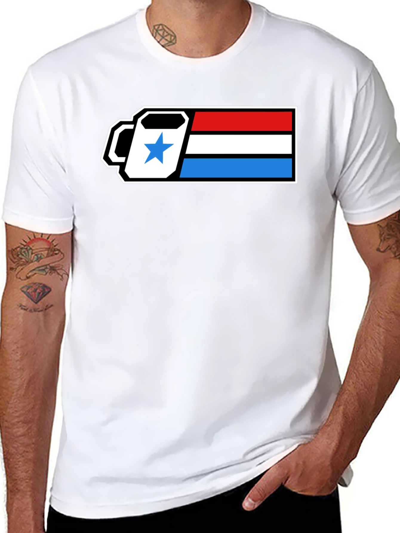 Retro Coffee Break T-Shirt - Patriotic Battery Design