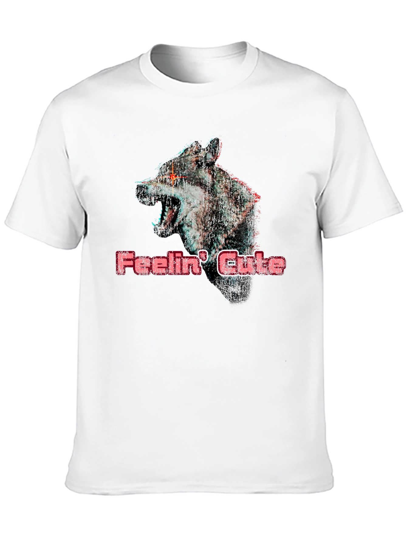 Feelin Cute Wolf Graphic T-Shirt - Black