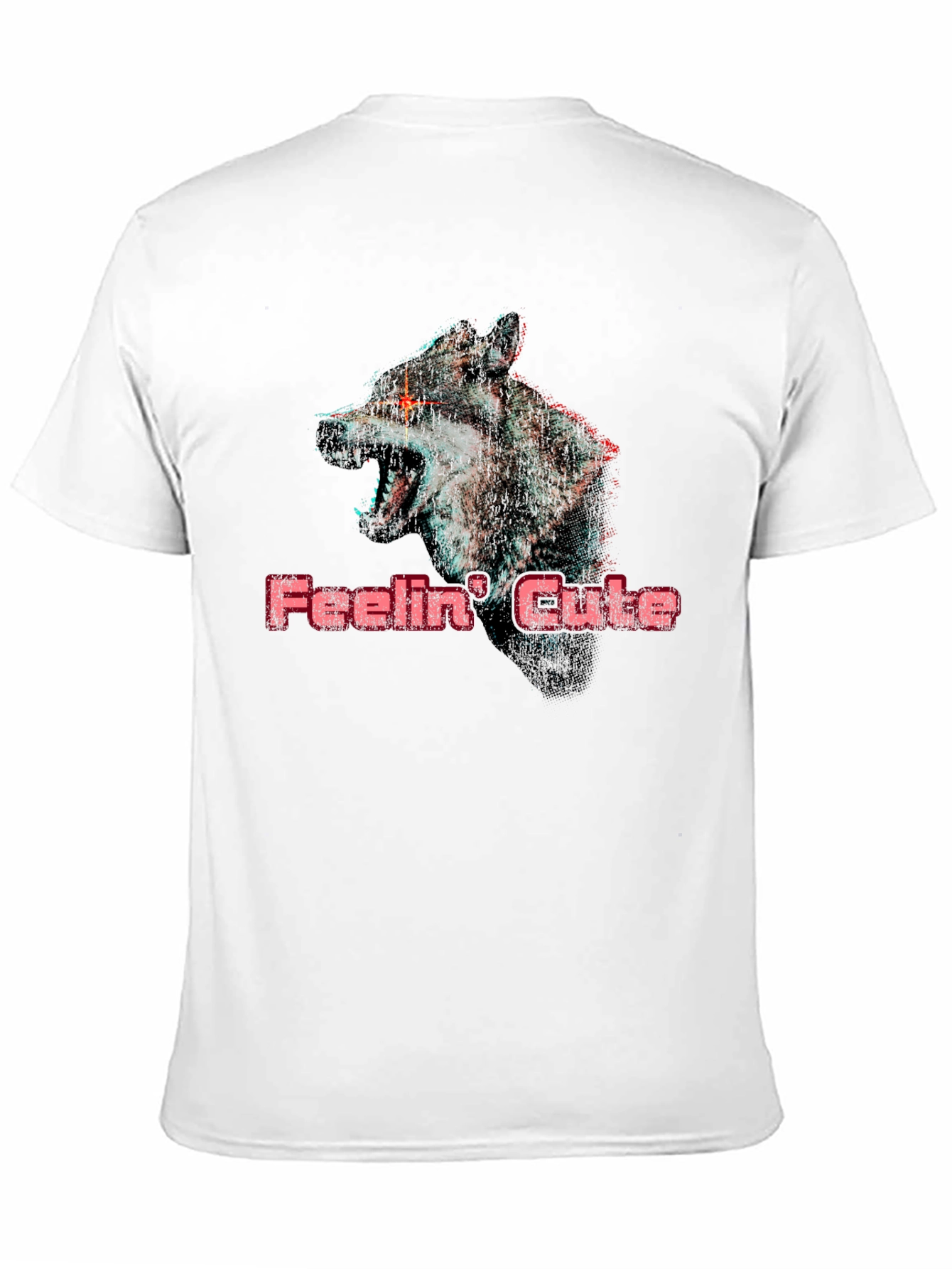 Feelin Cute Wolf Graphic T-Shirt - Black