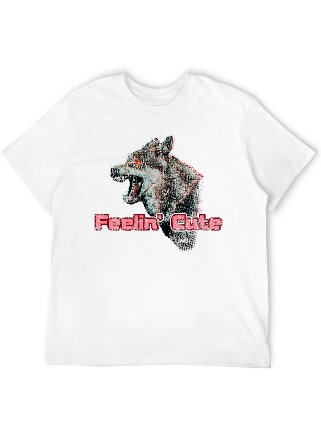 Feelin Cute Wolf Graphic T-Shirt - Black