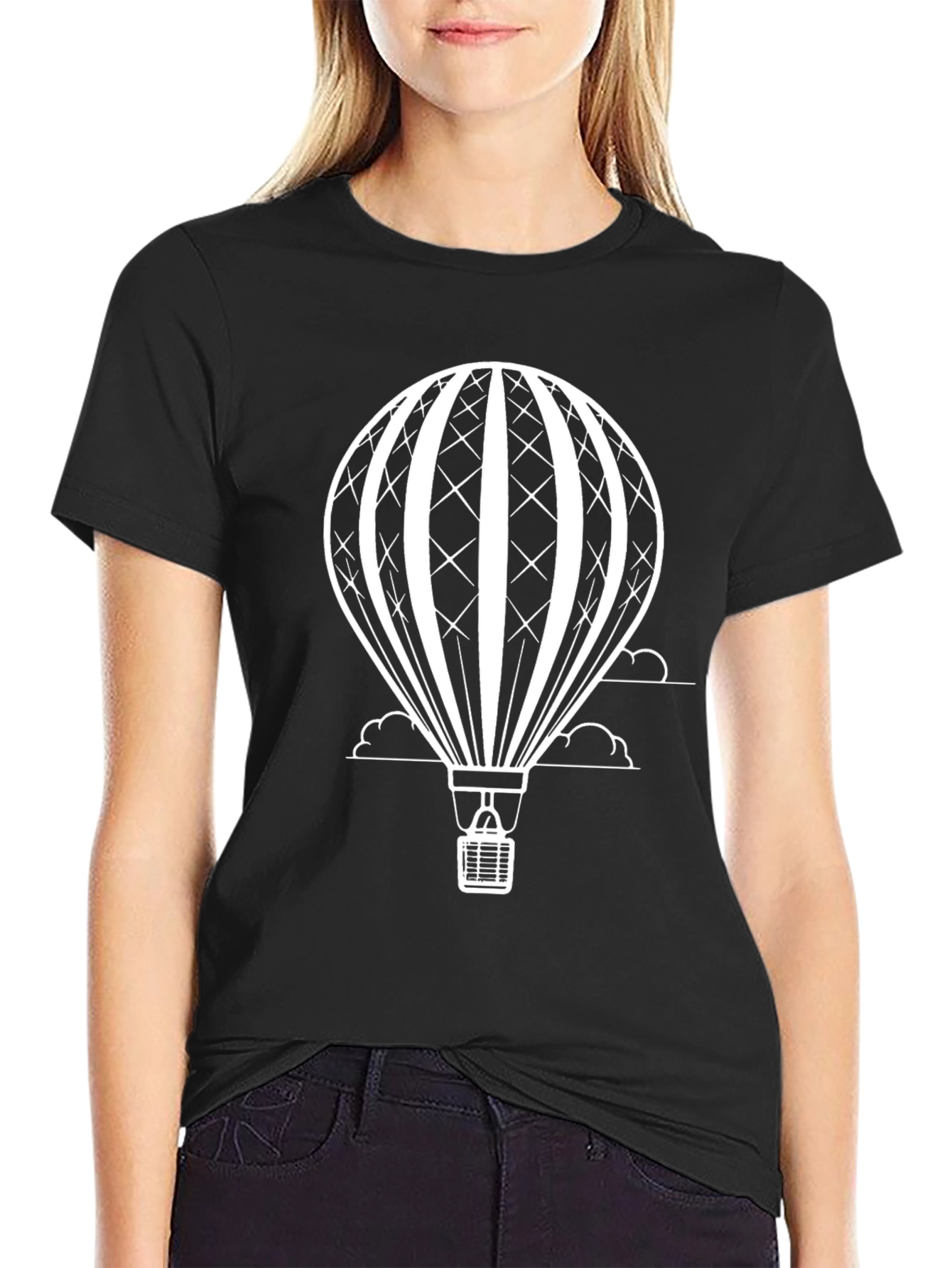 Air Balloon Graphic Tee - Stylish Mens Black T-Shirt