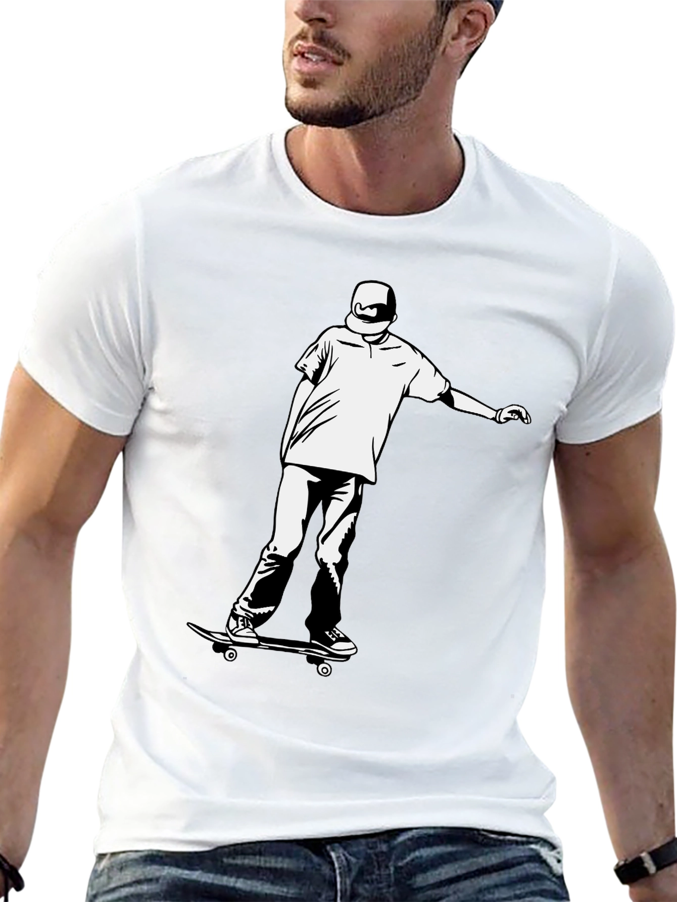 Skater Graphic Tee - Cool Black Cotton Shirt