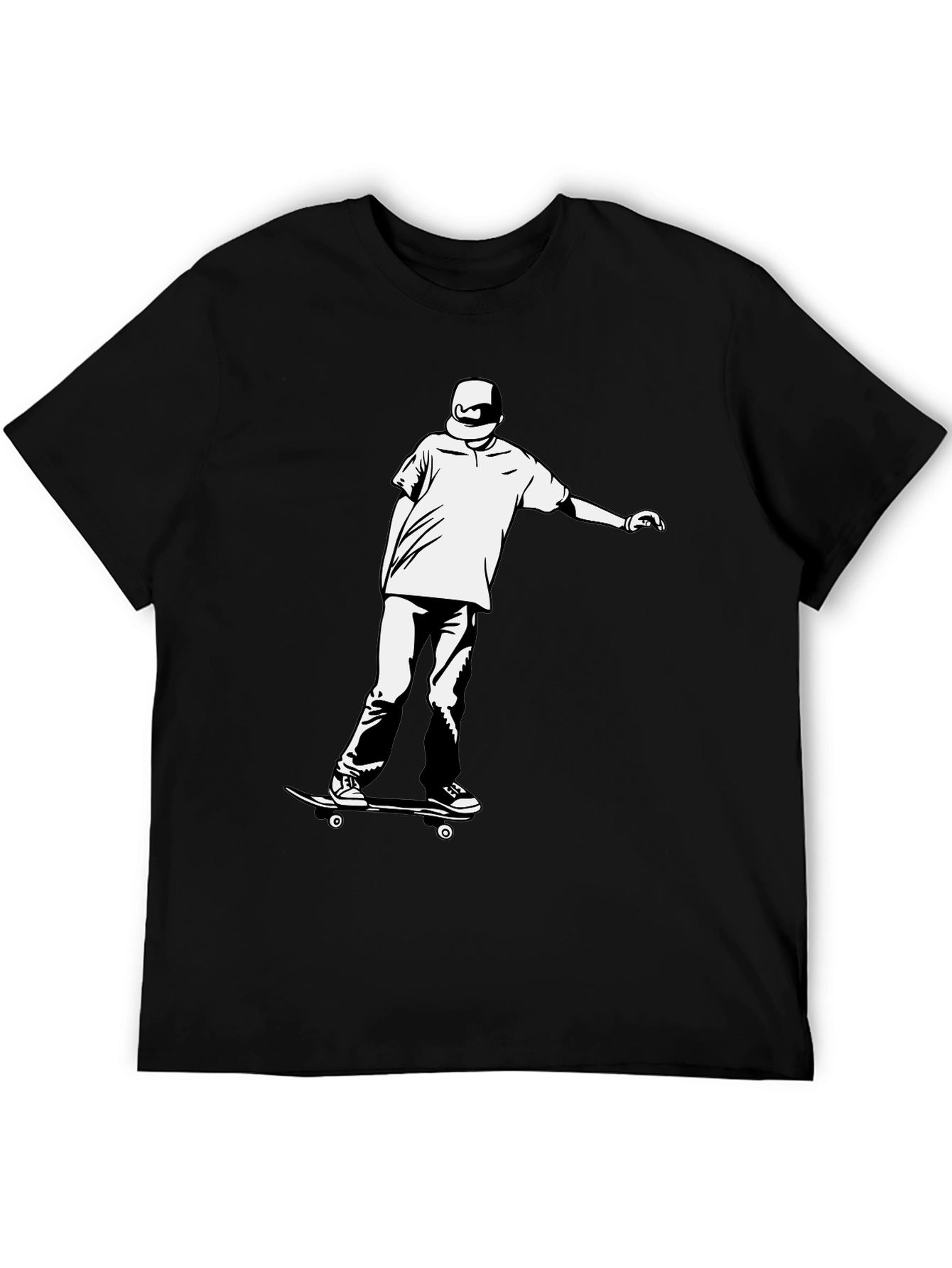 Skater Graphic Tee - Cool Black Cotton Shirt