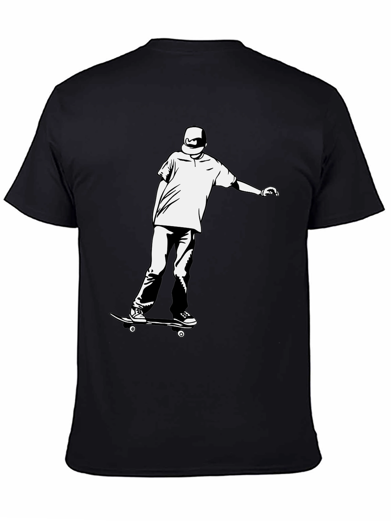 Skater Graphic Tee - Cool Black Cotton Shirt