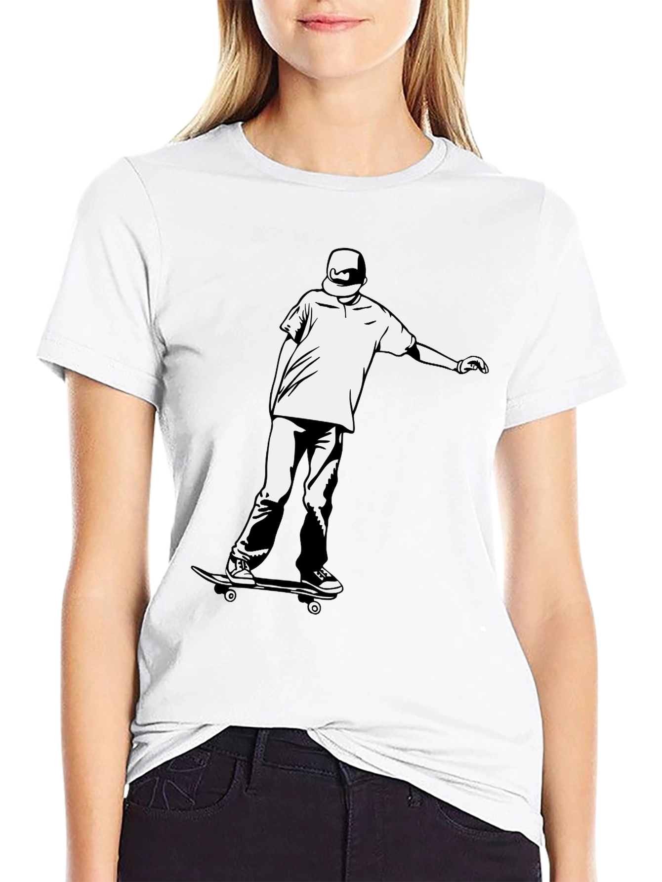 Skater Graphic Tee - Cool Black Cotton Shirt