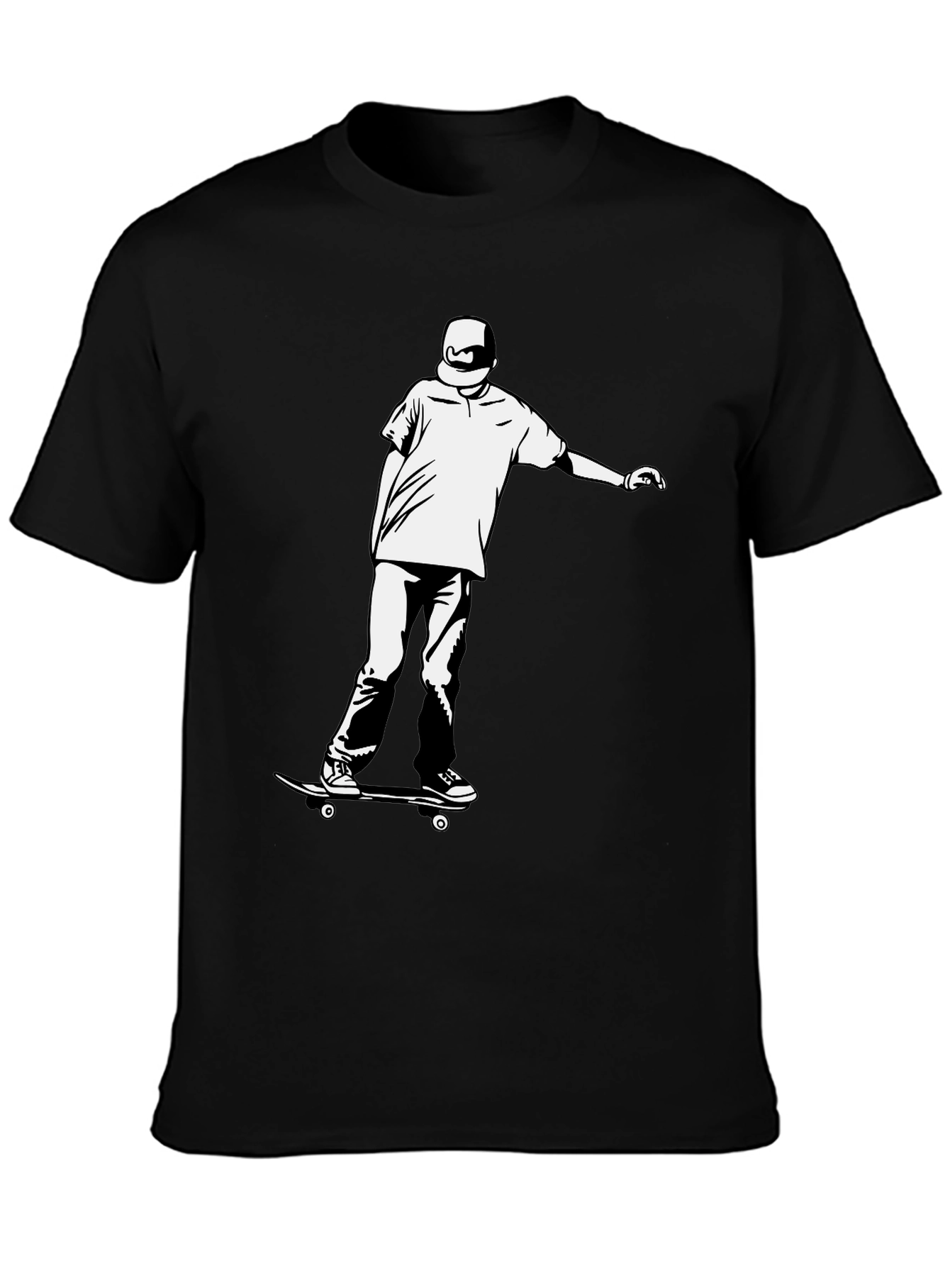 Skater Graphic Tee - Cool Black Cotton Shirt