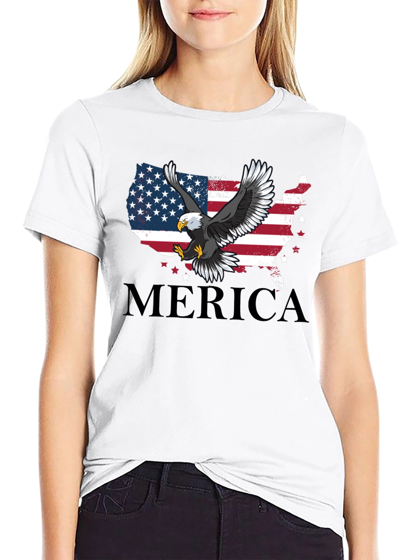 Patriotic Eagle Merica USA Flag Mens T-Shirt