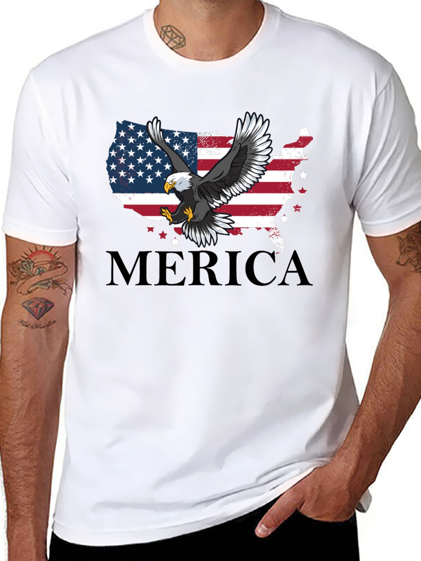 Patriotic Eagle Merica USA Flag Mens T-Shirt