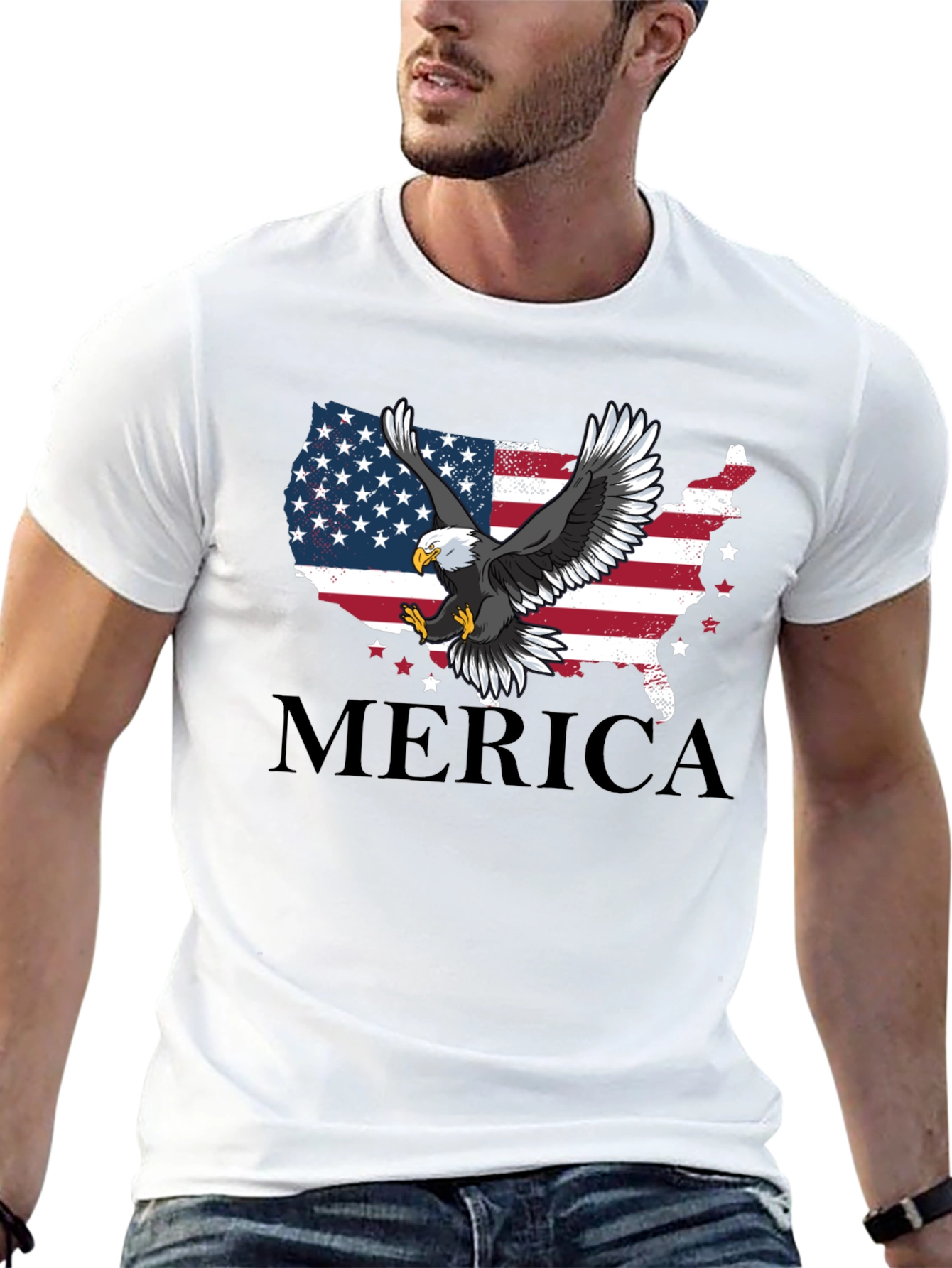 Patriotic Eagle Merica USA Flag Mens T-Shirt