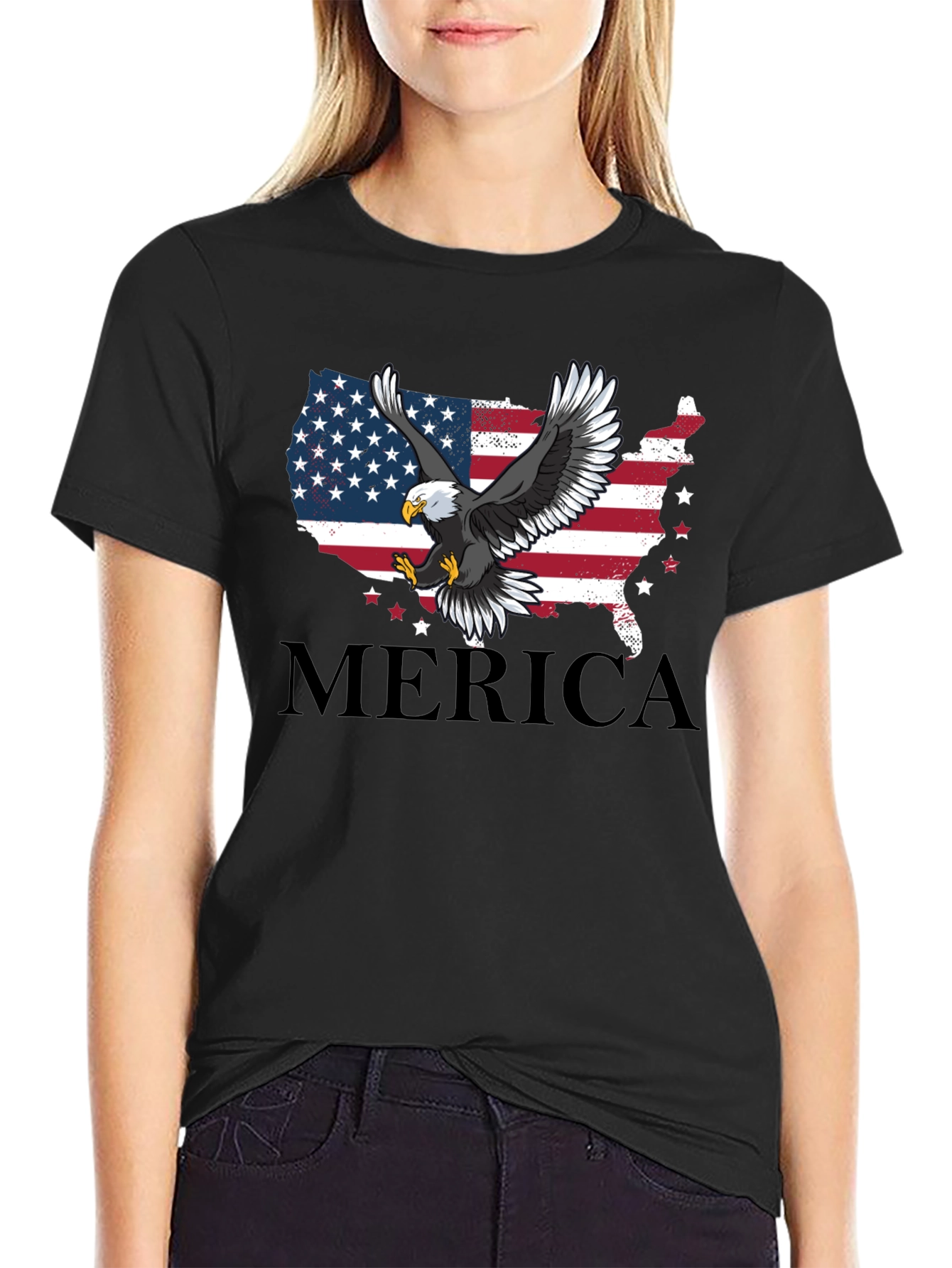 Patriotic Eagle Merica USA Flag Mens T-Shirt
