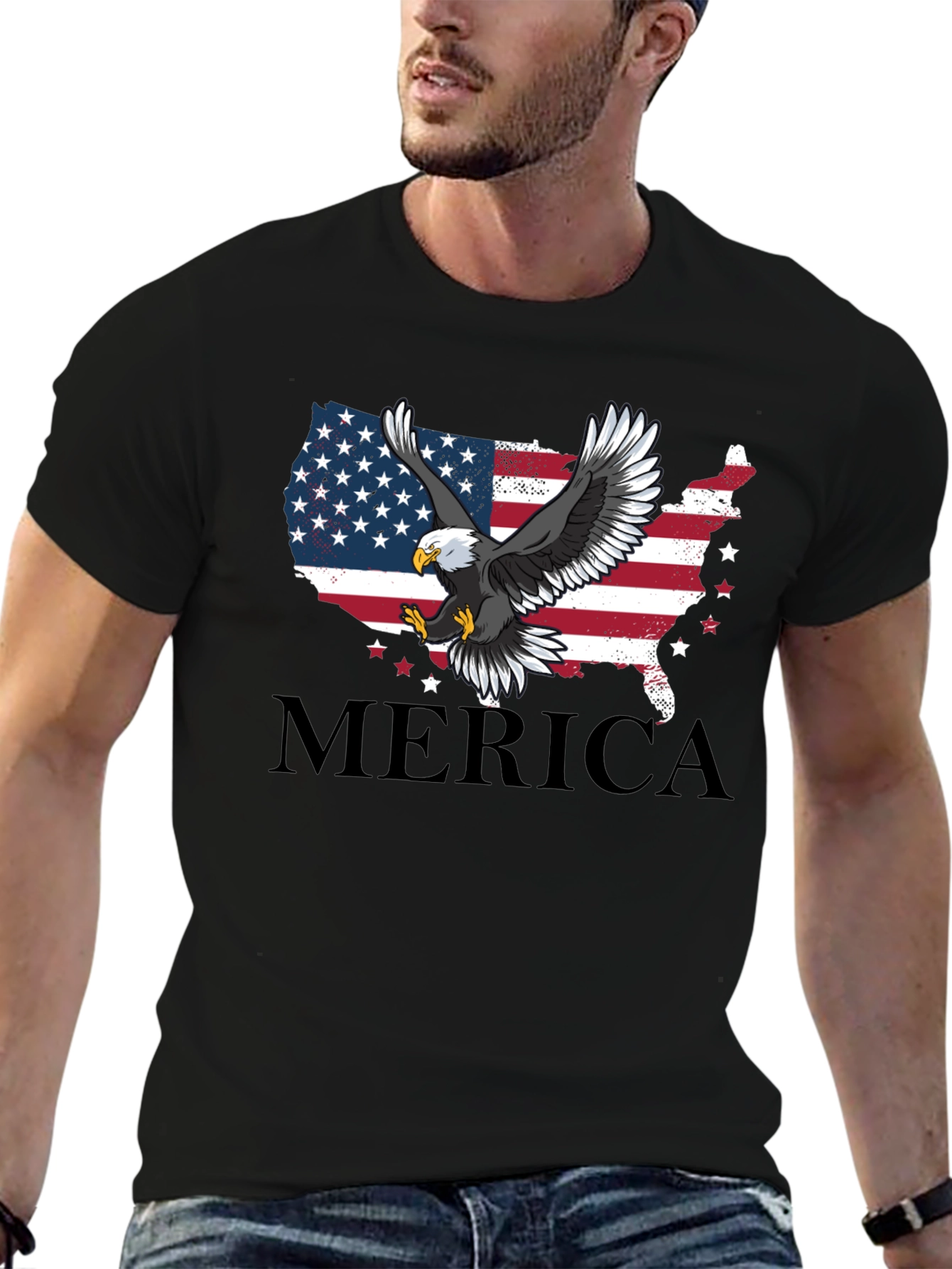 Patriotic Eagle Merica USA Flag Mens T-Shirt